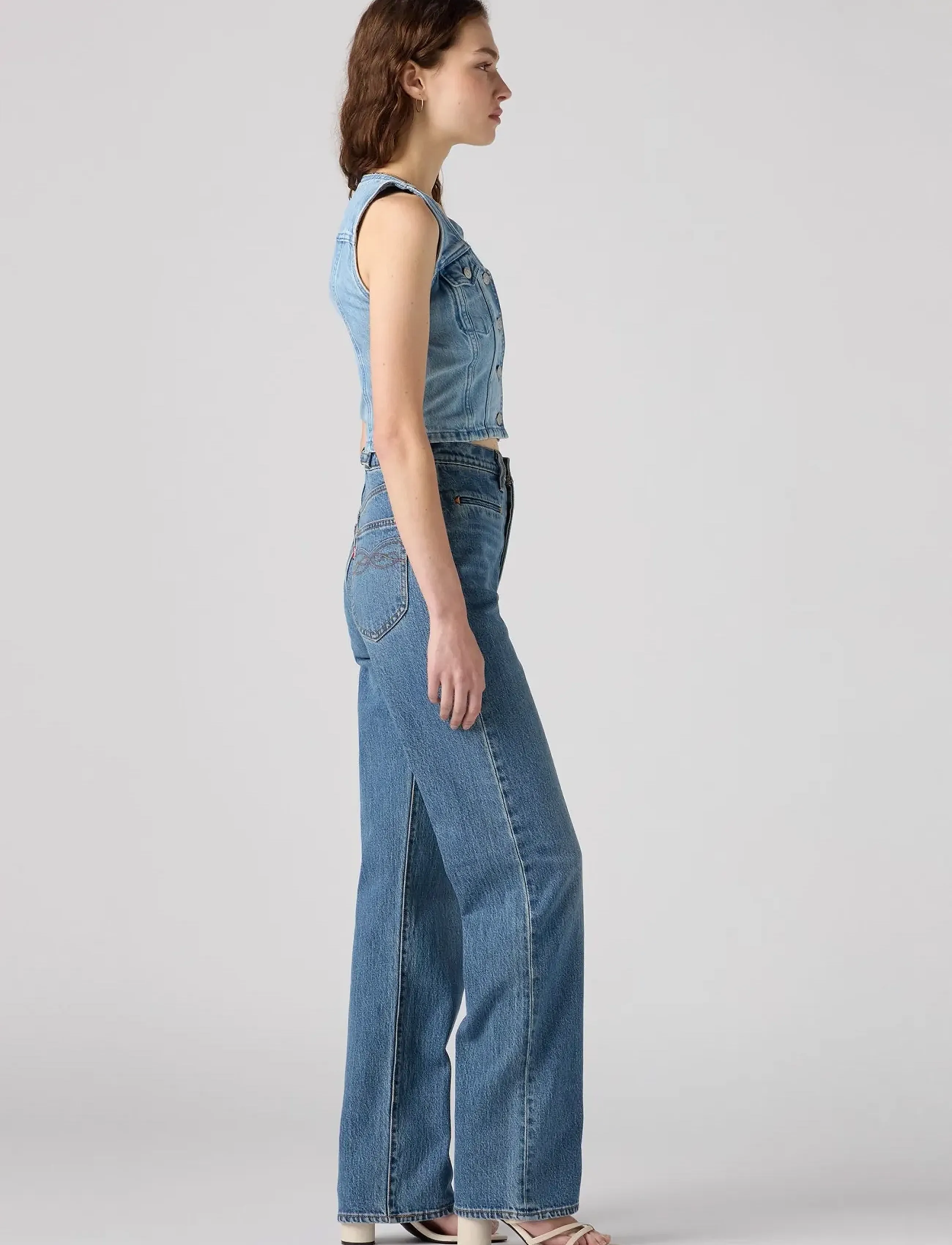 Levi's® - RIBCAGE FL WESTERN BOWS AND AR - suorat farkut - med indigo - worn in - 3