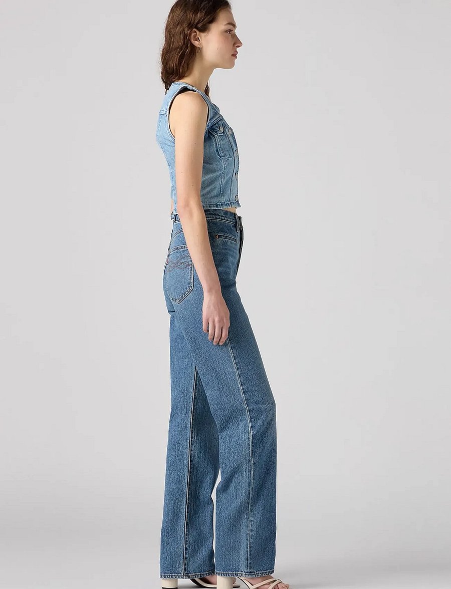 Levi's® - RIBCAGE FL WESTERN BOWS AND AR - straight jeans - med indigo - worn in - 3