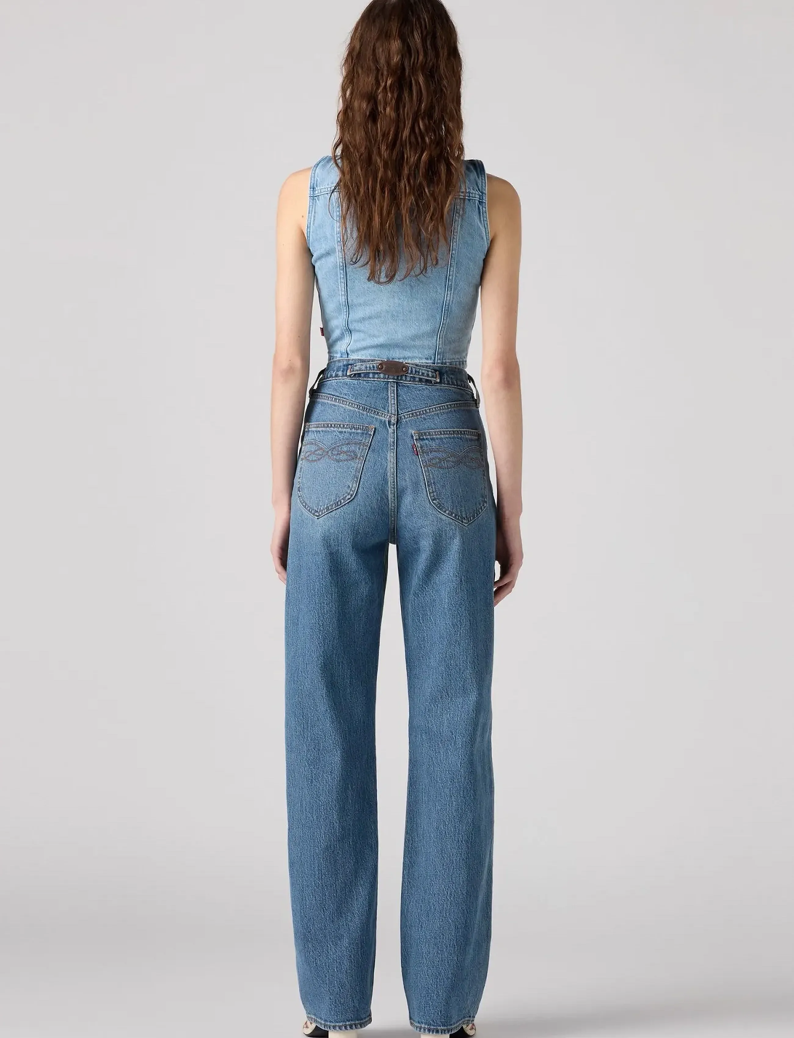 Levi's® - RIBCAGE FL WESTERN BOWS AND AR - suorat farkut - med indigo - worn in - 4