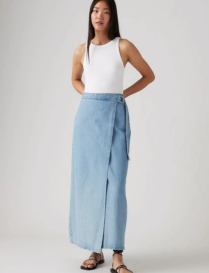 Levi's® - COLUMN WRAP SKIRT WRAPPED IN B - midi-röcke - light indigo - worn in - 0