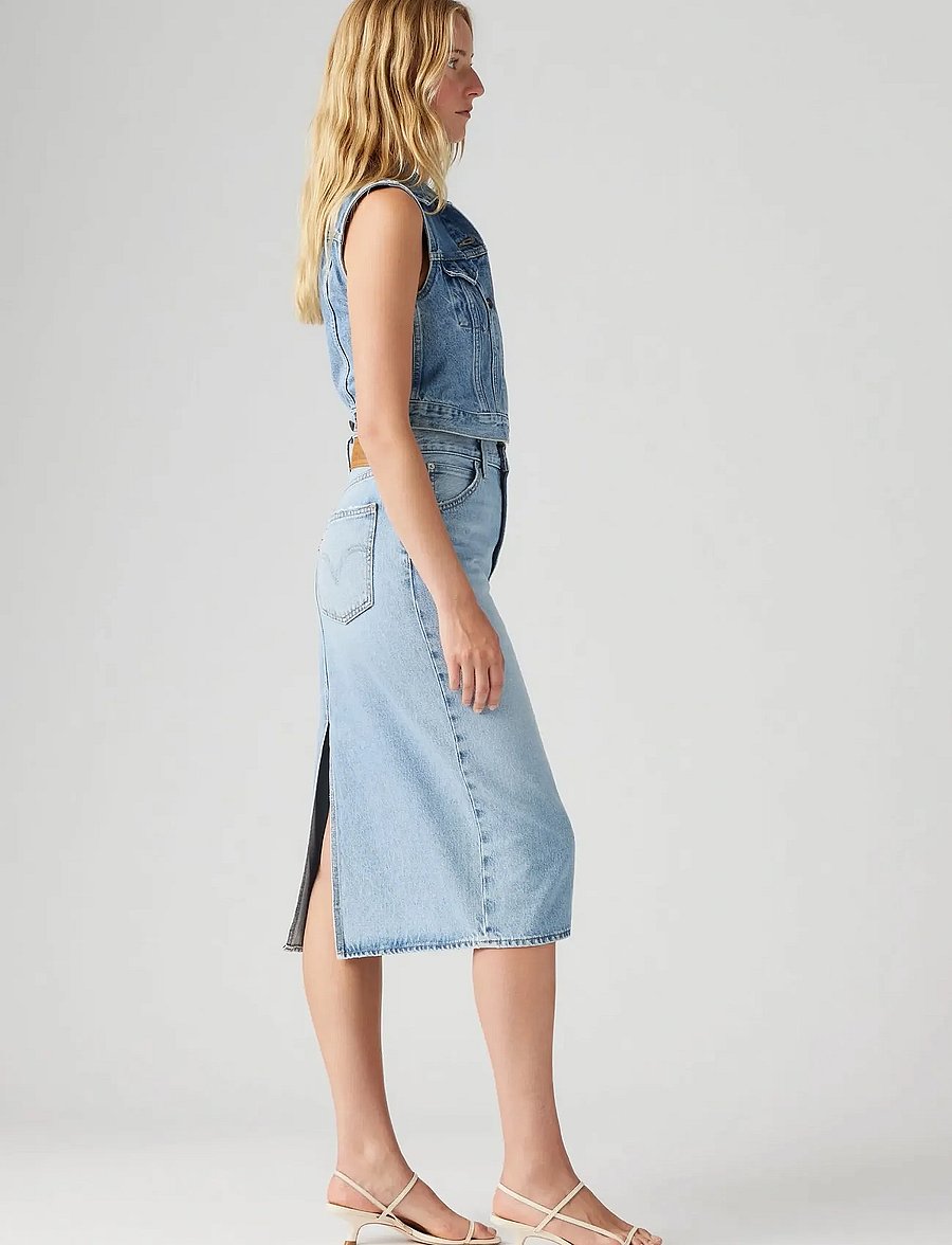 Levi's® - HR BACK SLIT SKIRT RIVETING CL - teksaseelikud - light indigo - worn in - 3