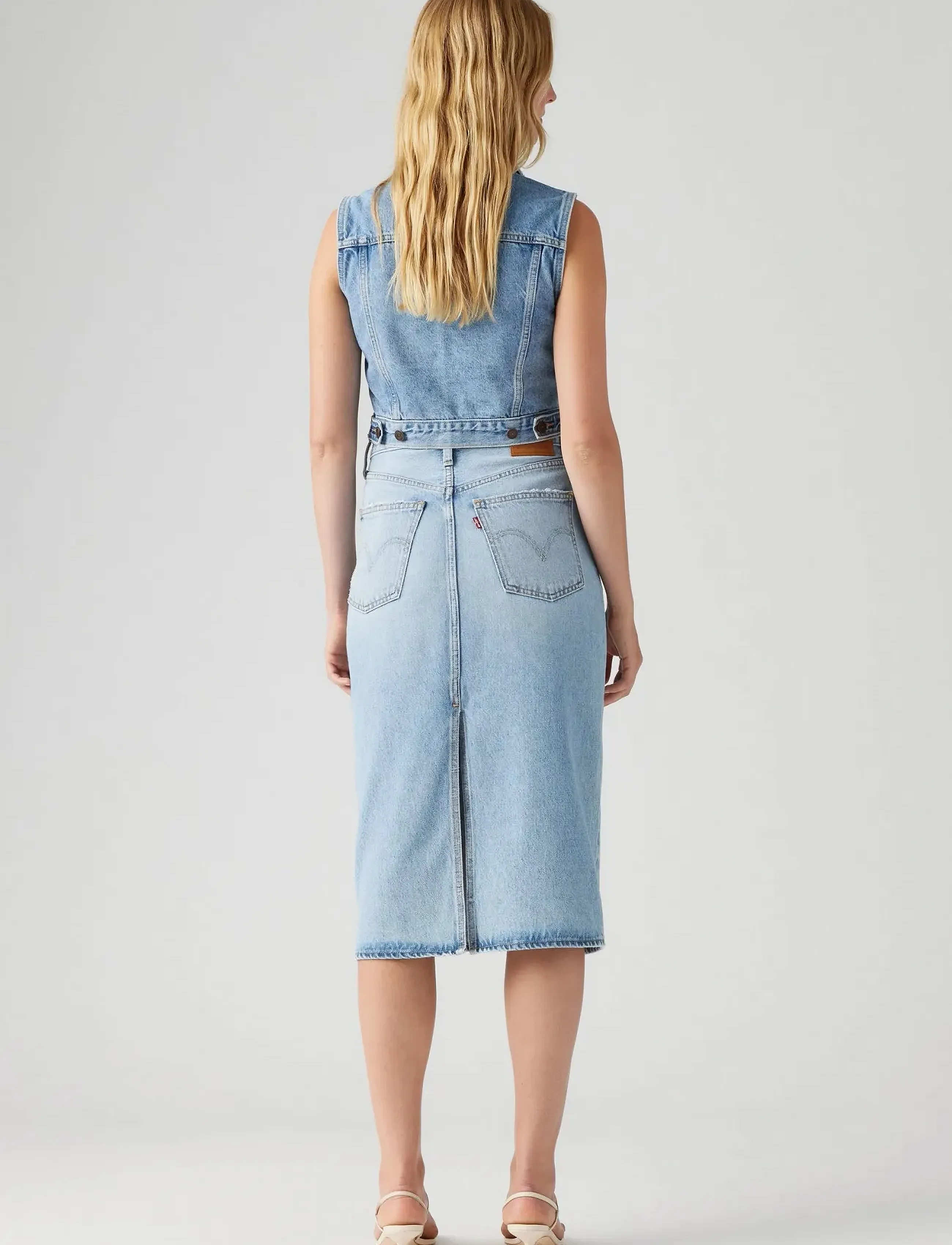 Levi's® - HR BACK SLIT SKIRT RIVETING CL - denimnederdele - light indigo - worn in - 4