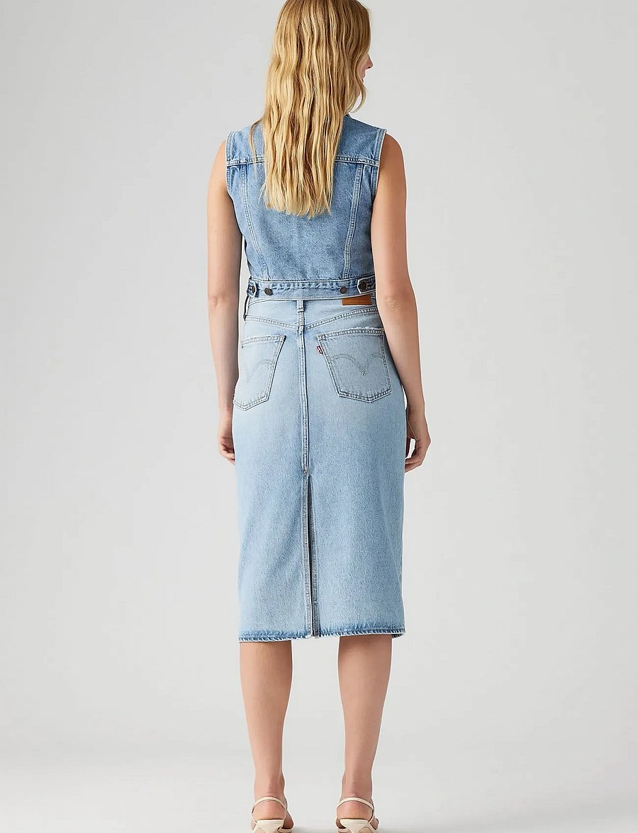 Levi's® - HR BACK SLIT SKIRT RIVETING CL - teksaseelikud - light indigo - worn in - 4