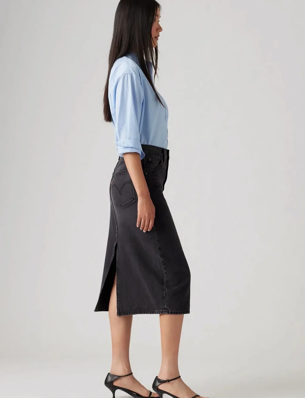 Levi's® - HR BACK SLIT SKIRT WANDERING S - jupes en jeans - blacks - 3