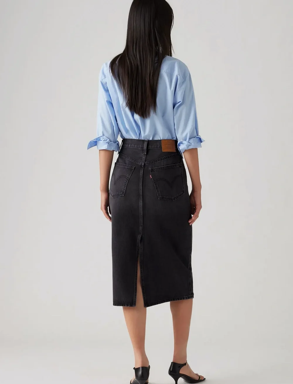 Levi's® - HR BACK SLIT SKIRT WANDERING S - jupes en jeans - blacks - 4