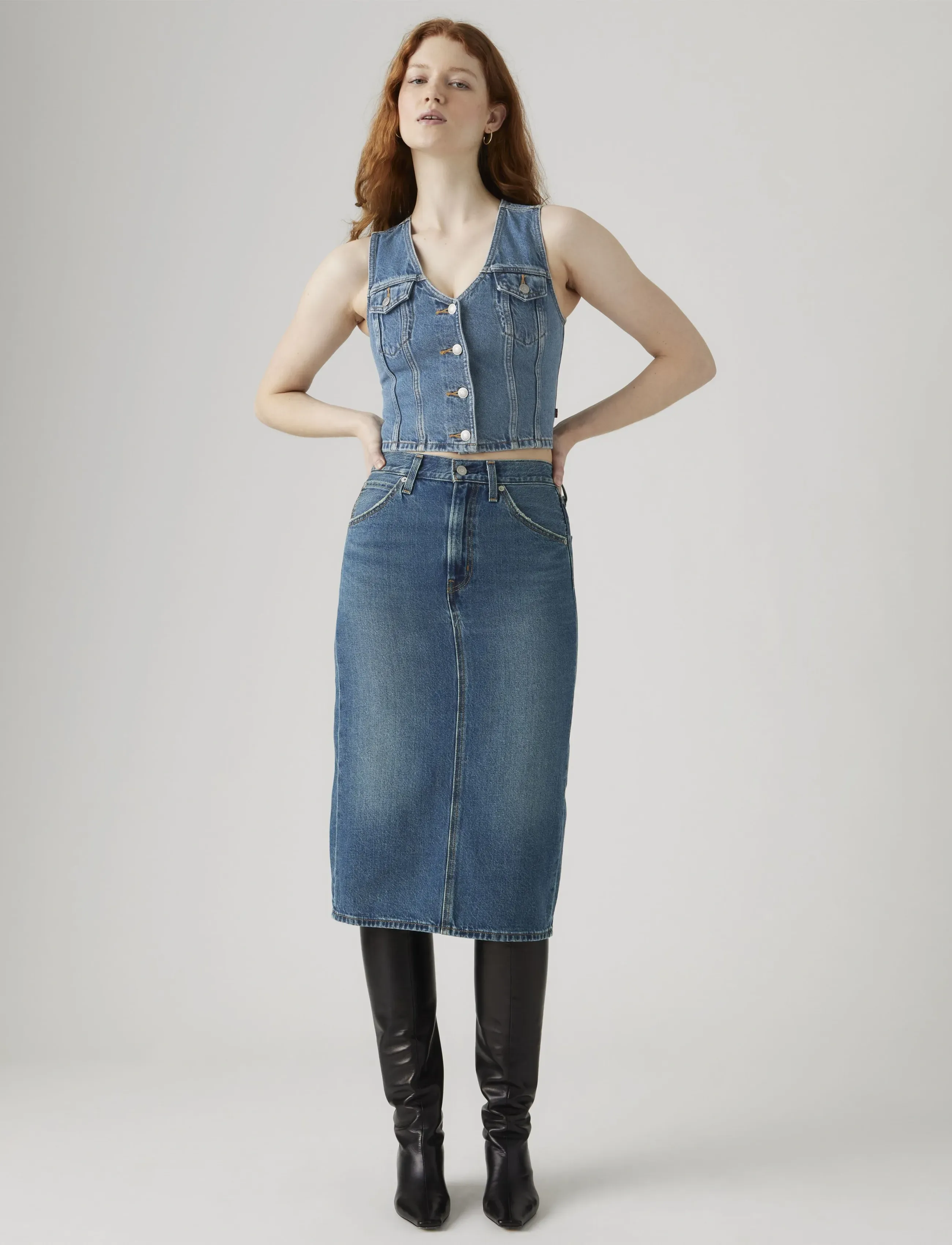 LEVIS ® Kjol 'High Rise Back Slit Skirt' dam – bild 6