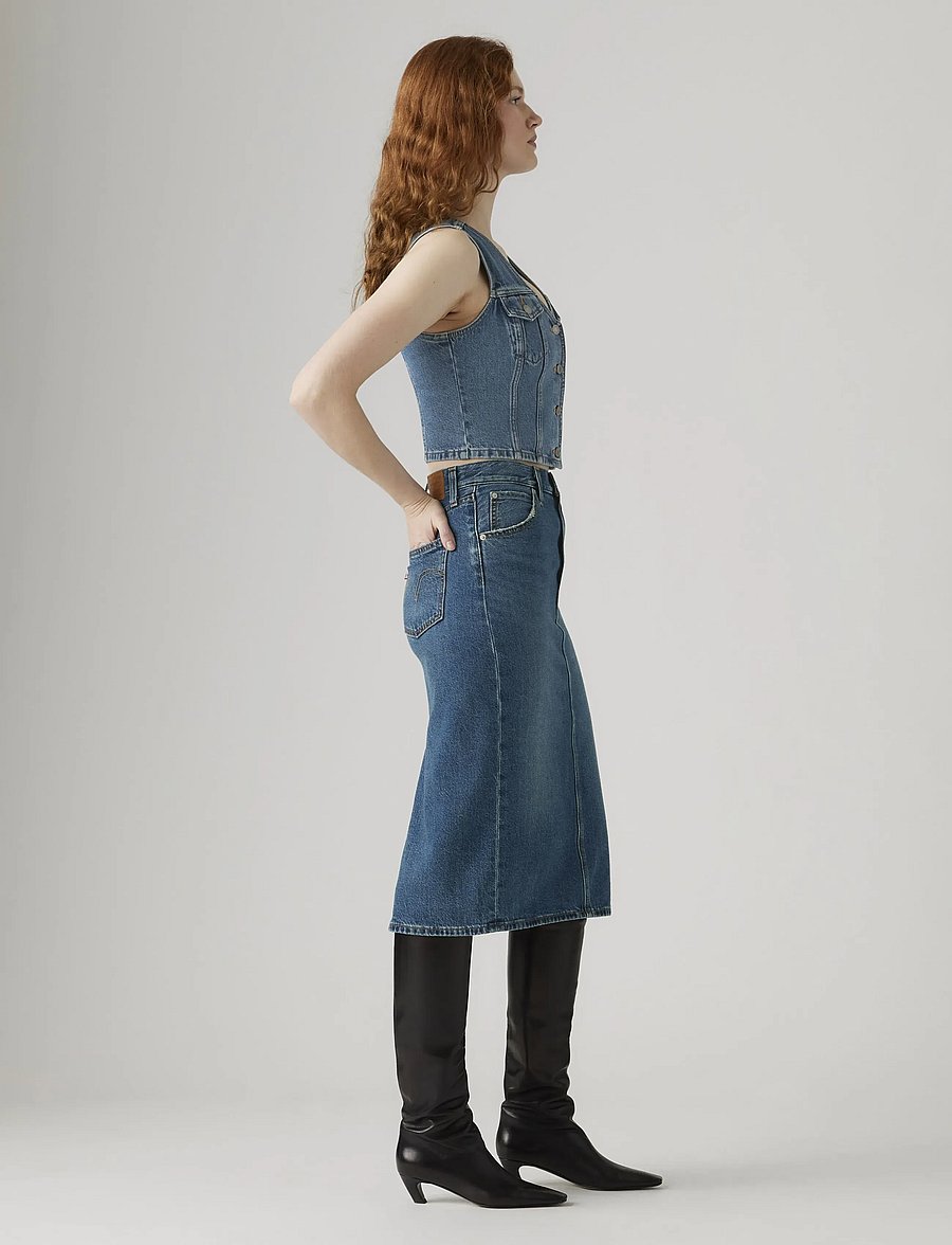Levi's® - HR BACK SLIT SKIRT REVIEW TIME - teksaseelikud - med indigo - worn in - 3