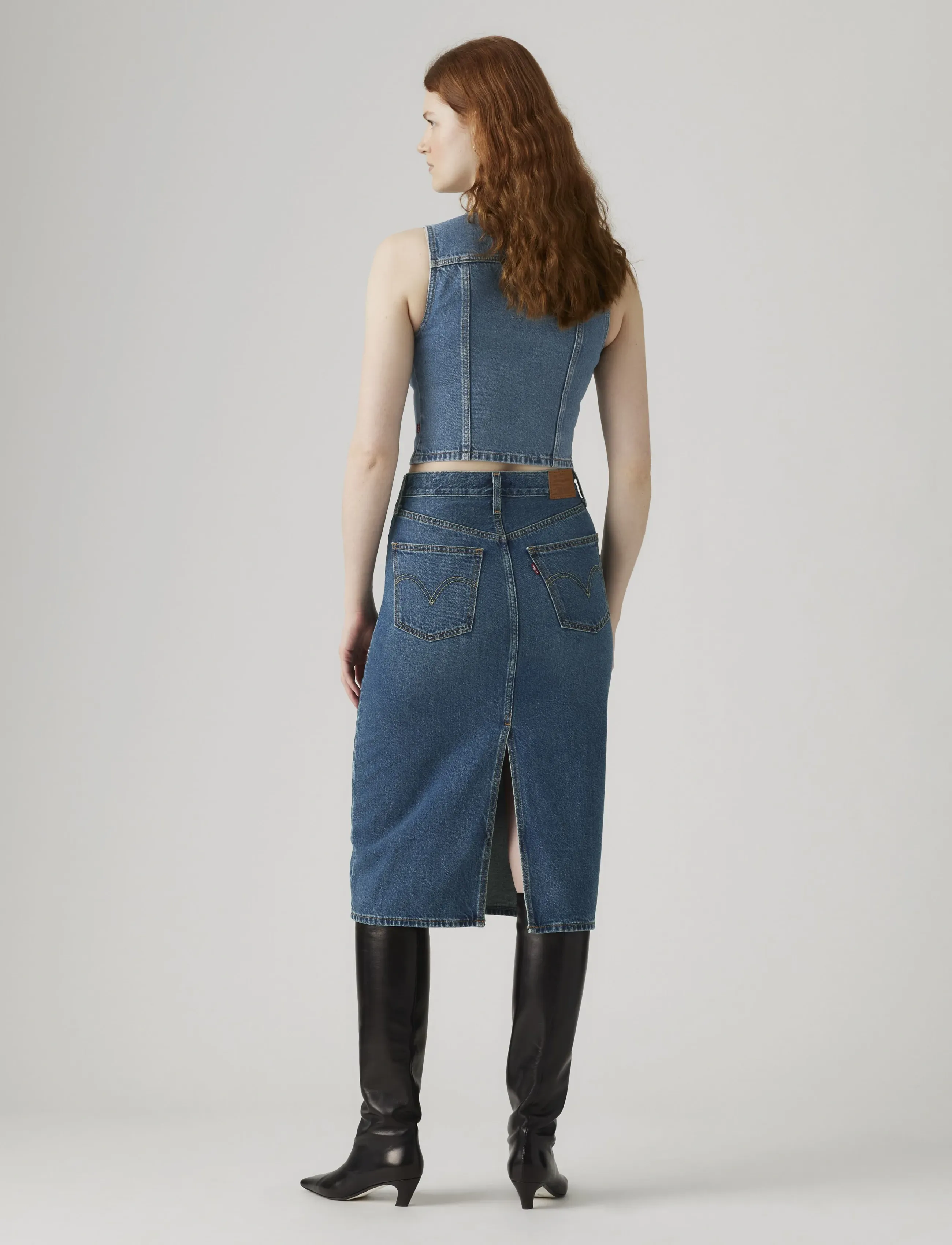 Levi's® - HR BACK SLIT SKIRT REVIEW TIME - gallapils - med indigo - worn in - 4