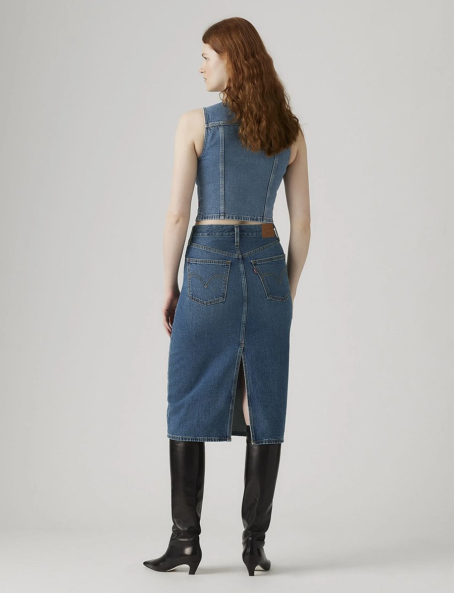 Levi's® - HR BACK SLIT SKIRT REVIEW TIME - teksaseelikud - med indigo - worn in - 4