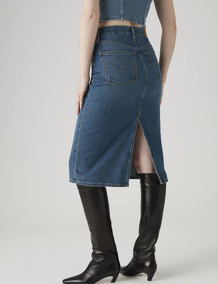 Levi's® - HR BACK SLIT SKIRT REVIEW TIME - teksaseelikud - med indigo - worn in - 5