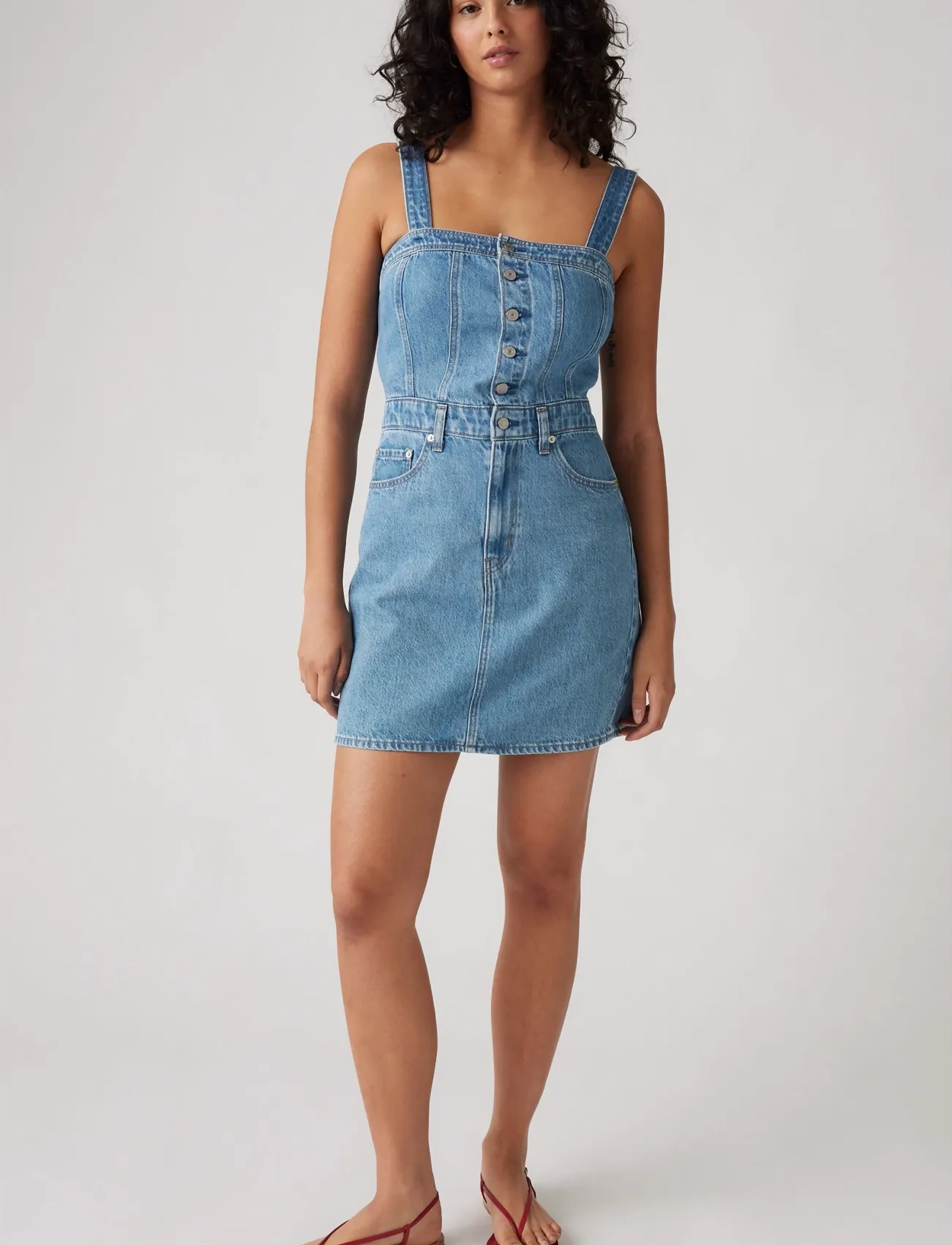 Levi's® ICONIC BUTTON THRU DRESS CHILL - Korta klänningar - MED INDIGO - WORN IN / blue