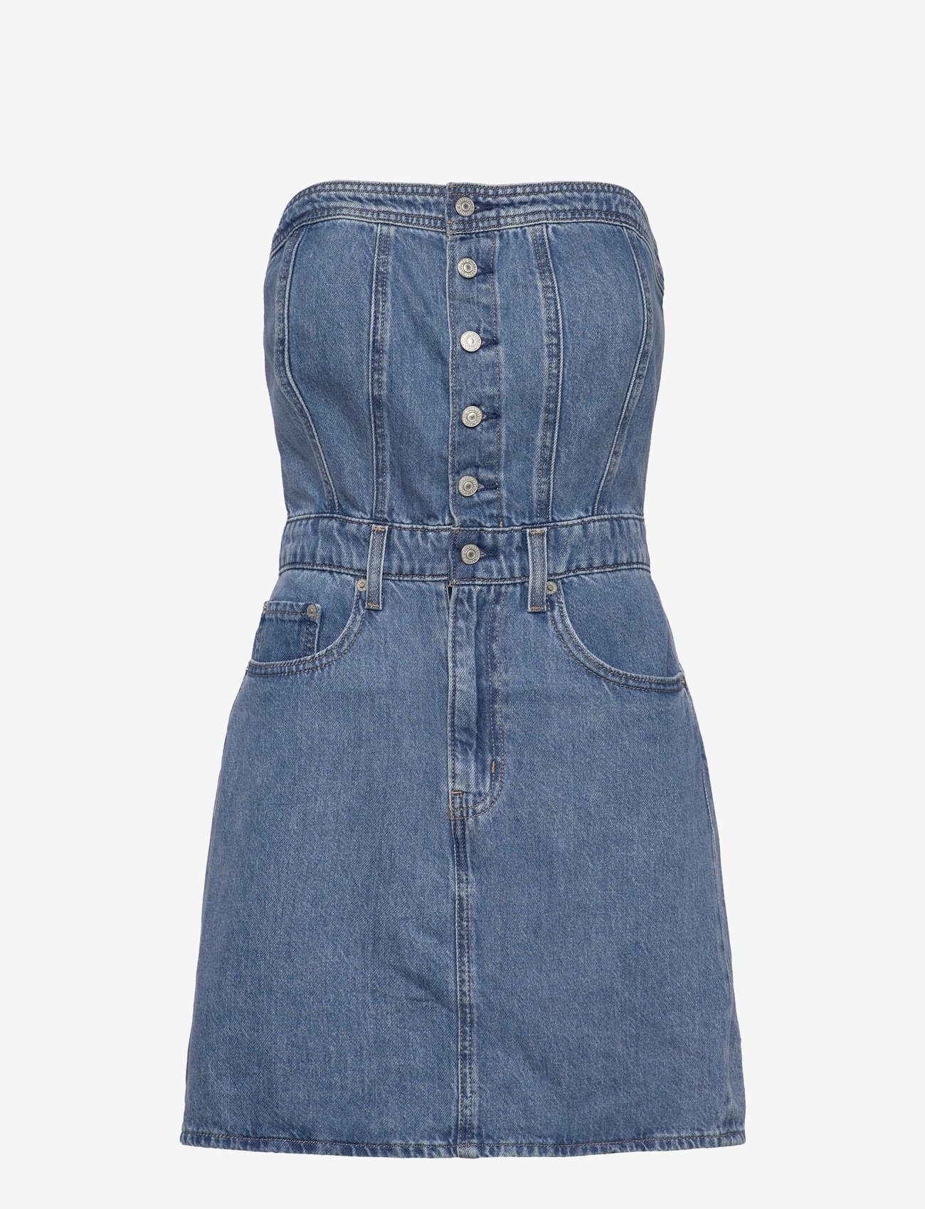 Levi's® - ICONIC BUTTON THRU DRESS CHILL - denim dresses - med indigo - worn in - 2