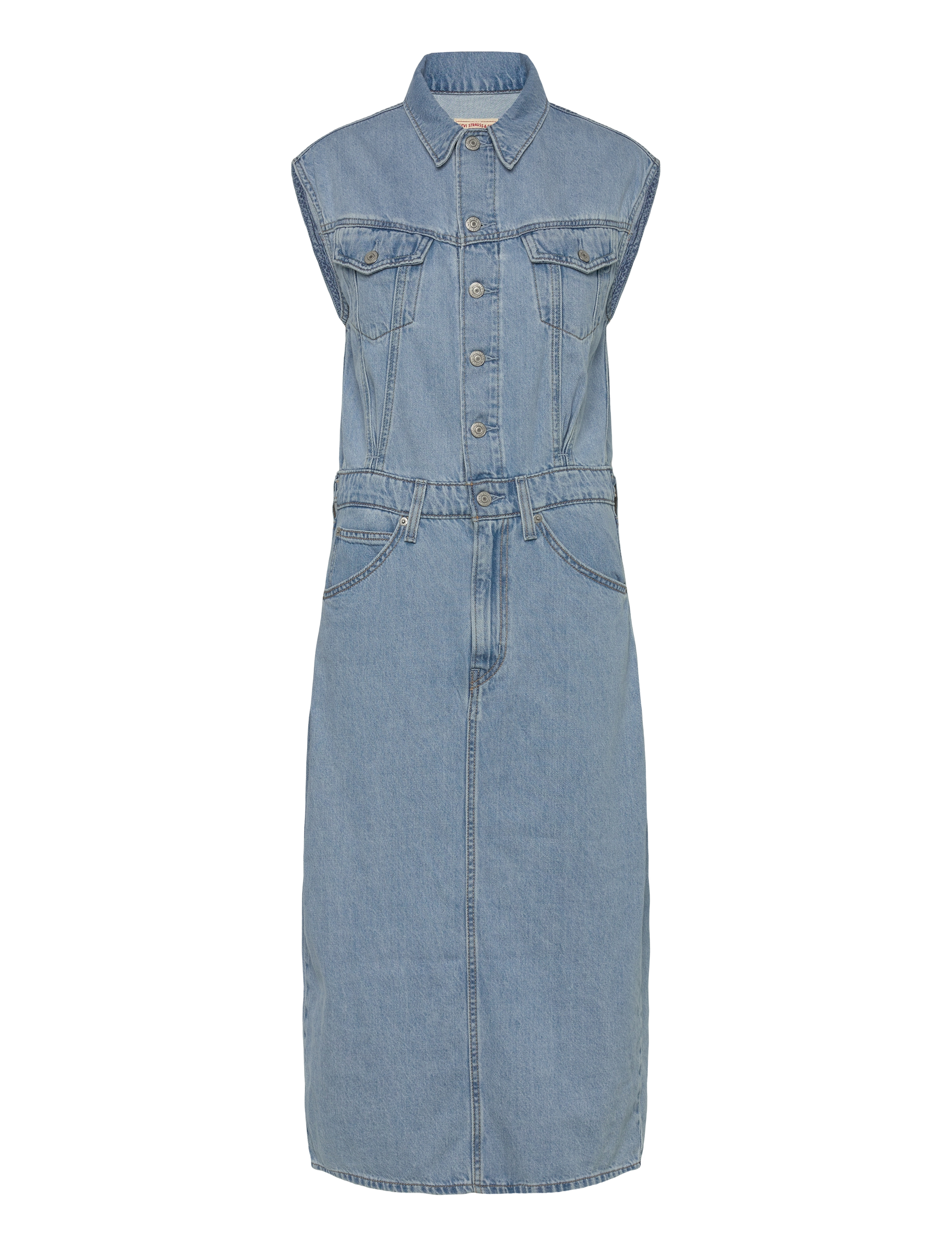 Levi's® ICONIC SLEEVELESS DRESS WRAPPE - Kjoler - LIGHT INDIGO - WORN IN / blue