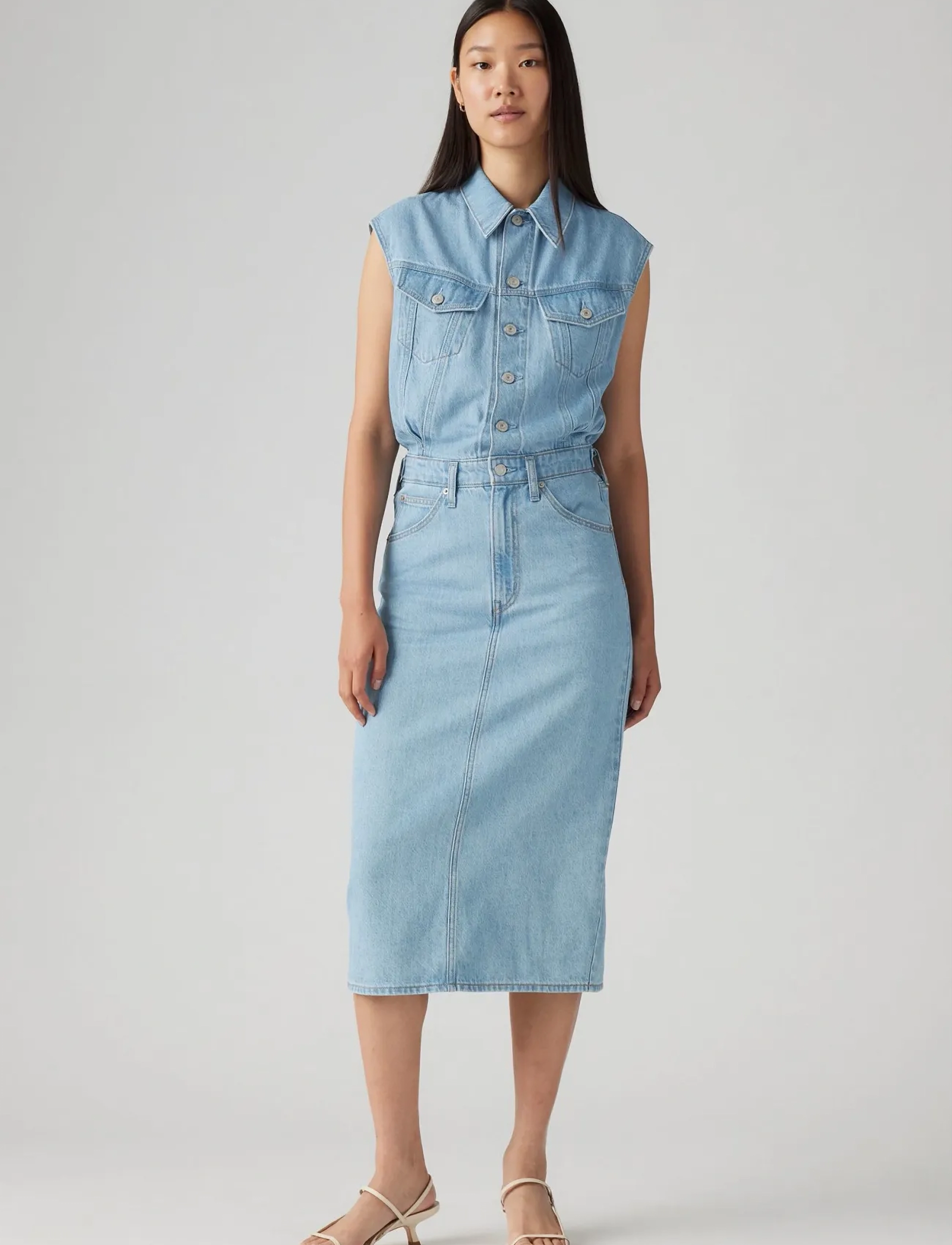 Levi's® - ICONIC SLEEVELESS DRESS WRAPPE - light indigo - worn in - 3