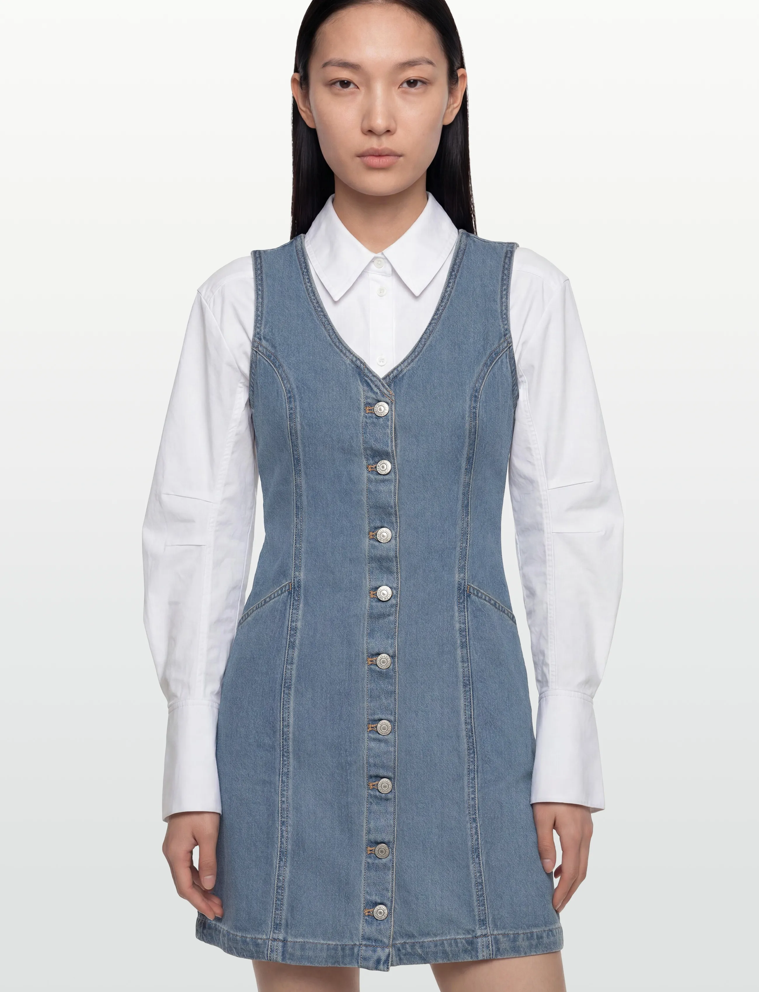 Levi's® - VIANNA VEST DRESS SPECIAL SHOW - robes en jeans - med indigo - worn in - 3