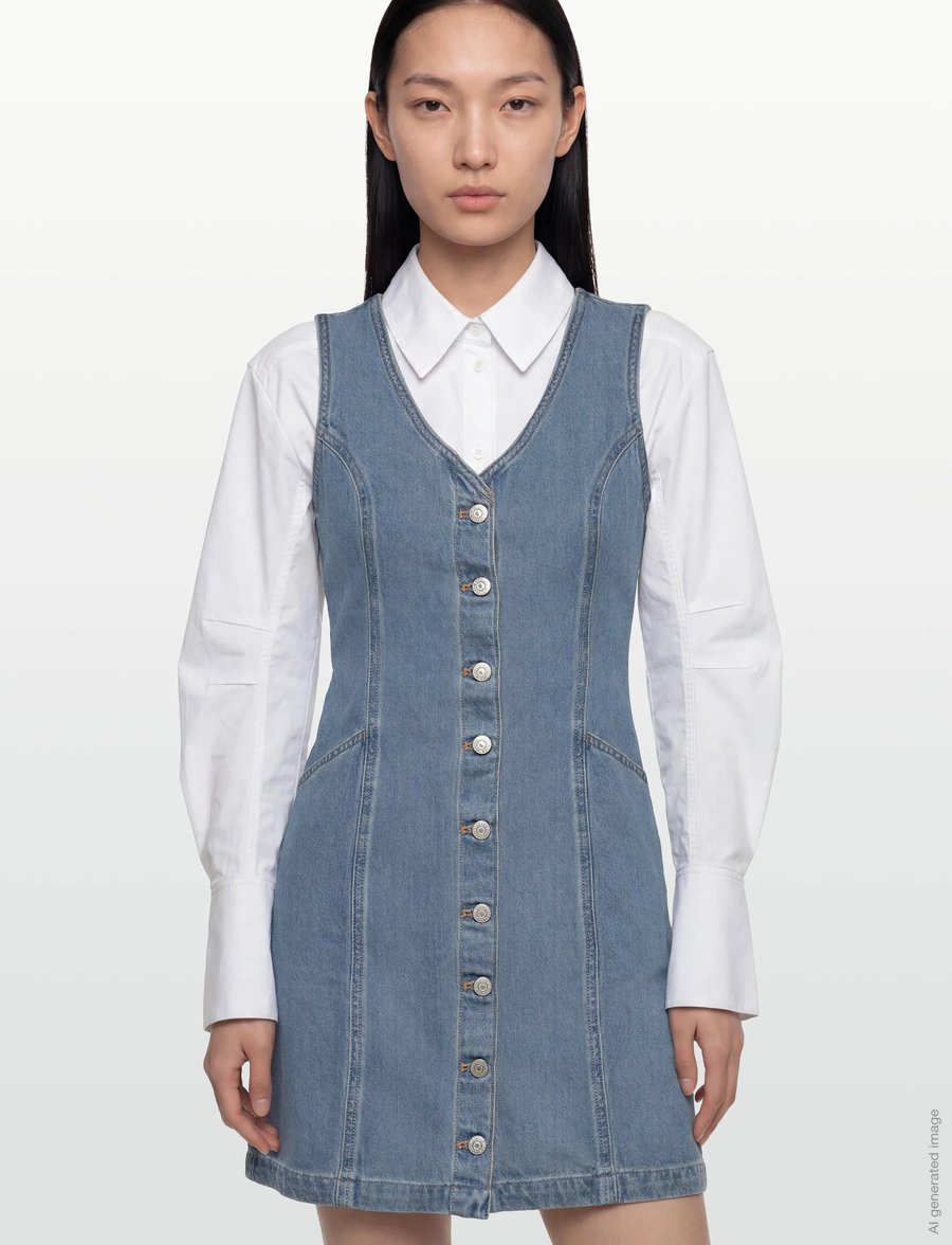 Levi's® - VIANNA VEST DRESS SPECIAL SHOW - robes en jeans - med indigo - worn in - 3