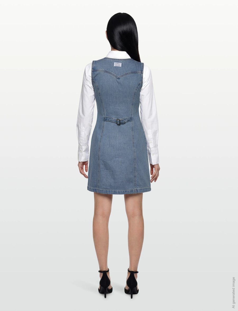 Levi's® - VIANNA VEST DRESS SPECIAL SHOW - robes en jeans - med indigo - worn in - 4