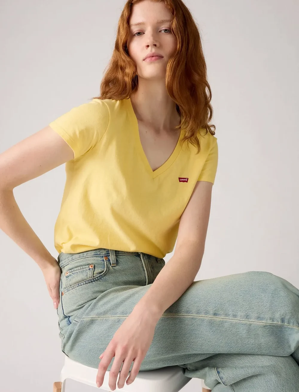 Levi's® - PERFECT SLUB VNECK MOOD YELLOW - t-shirts - yellows - 1