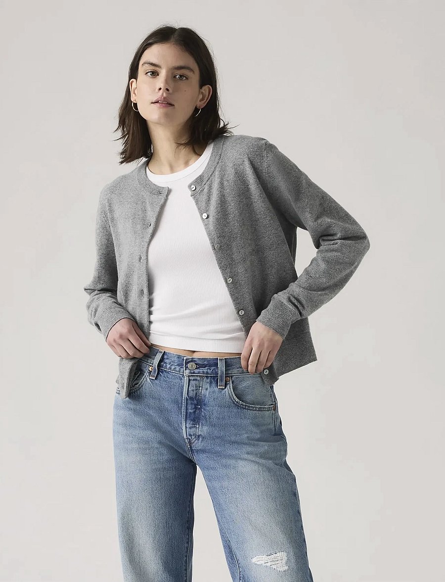 Levi's® - SUPER SOFT CREWNECK CARDI DARK - gilets - neutrals - 0
