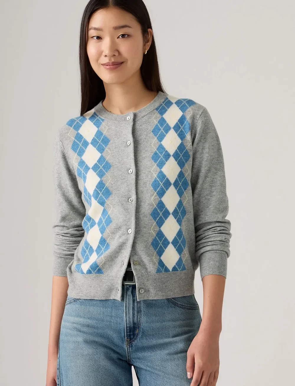 Levi's® - TARA CREWNECK CARDI ELGIN PLAC - cardigans - blues - 0