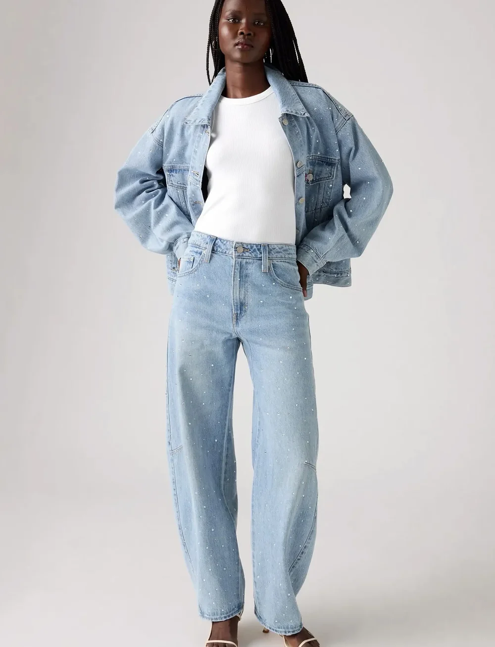 Levi's® - BAGGY DAD BARREL DAZZLE ME - barrel jeans - med indigo - worn in - 0