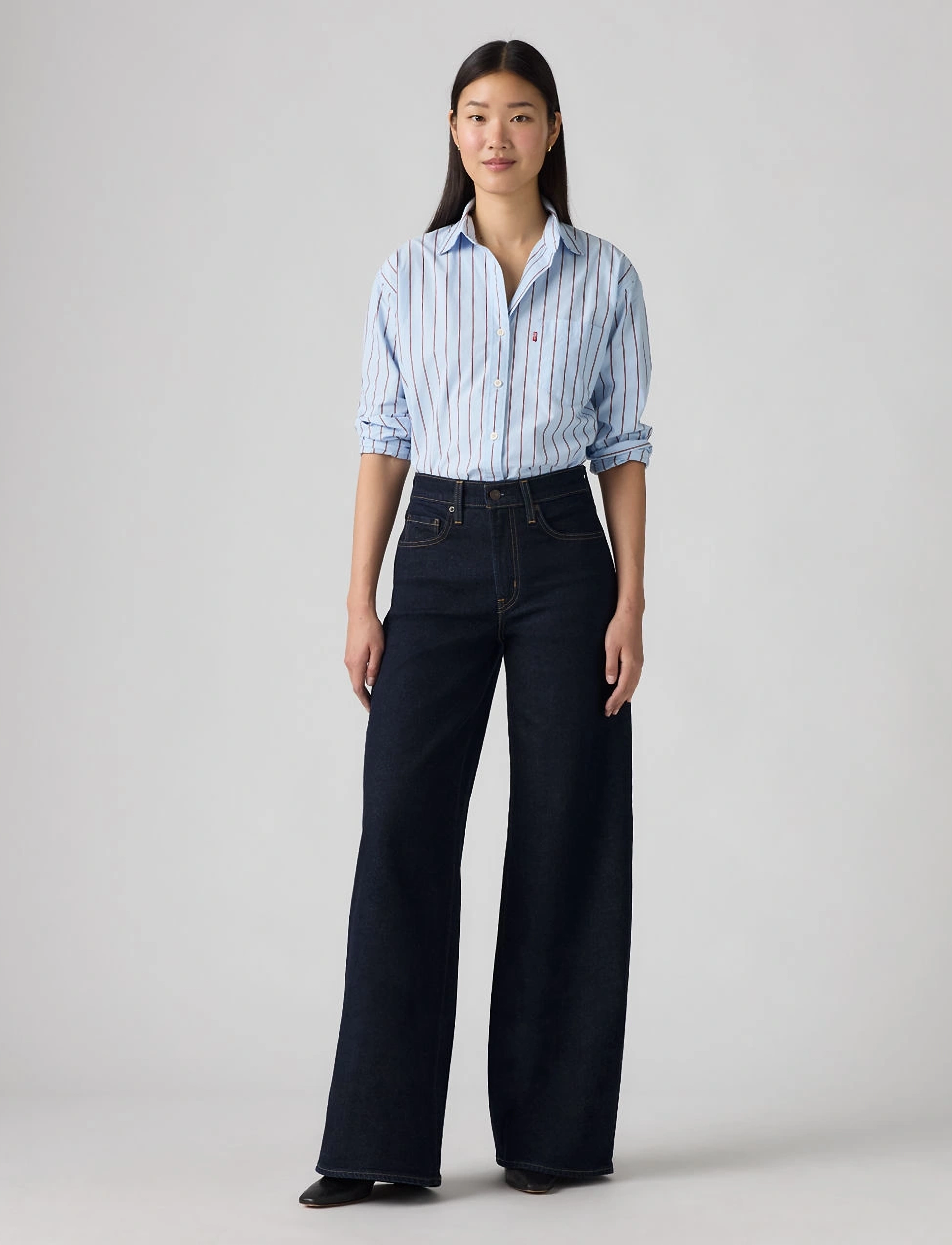 Levi's® 728 HR WIDE LEG RETRO RINSE LB - Flared jeans - DARK INDIGO - FLAT FINISH / navy