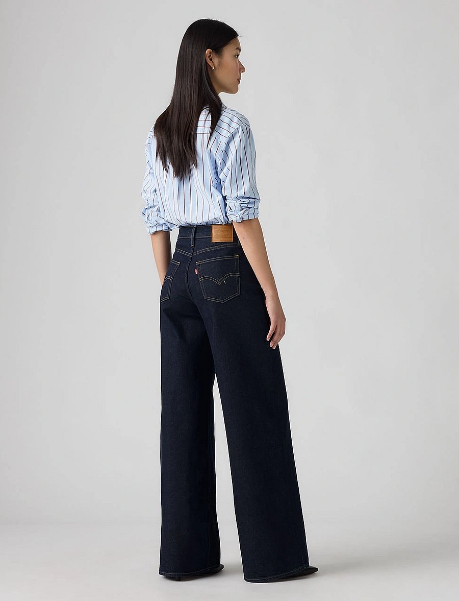 Levi's® - 728 HR WIDE LEG RETRO RINSE LB - nuo kelių platėjantys džinsai - dark indigo - flat finish - 4