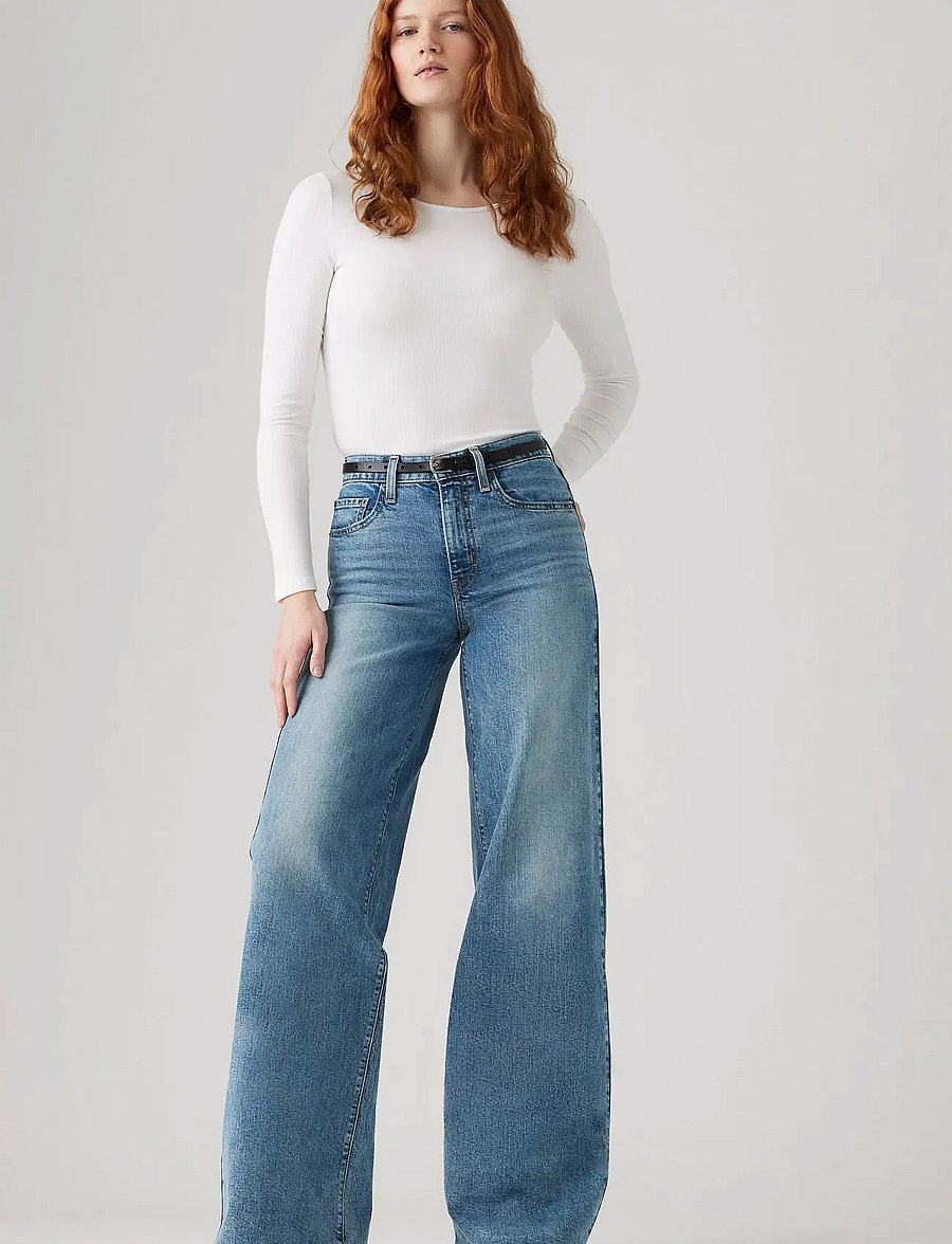 Levi's® - 728 HR WIDE LEG SWEET SUCCESS - hosen mit weitem bein - med indigo - worn in - 0