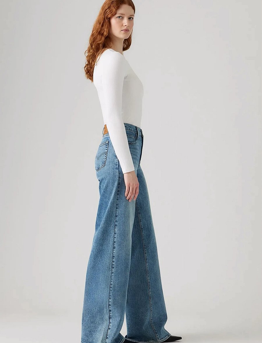 Levi's® - 728 HR WIDE LEG SWEET SUCCESS - hosen mit weitem bein - med indigo - worn in - 3