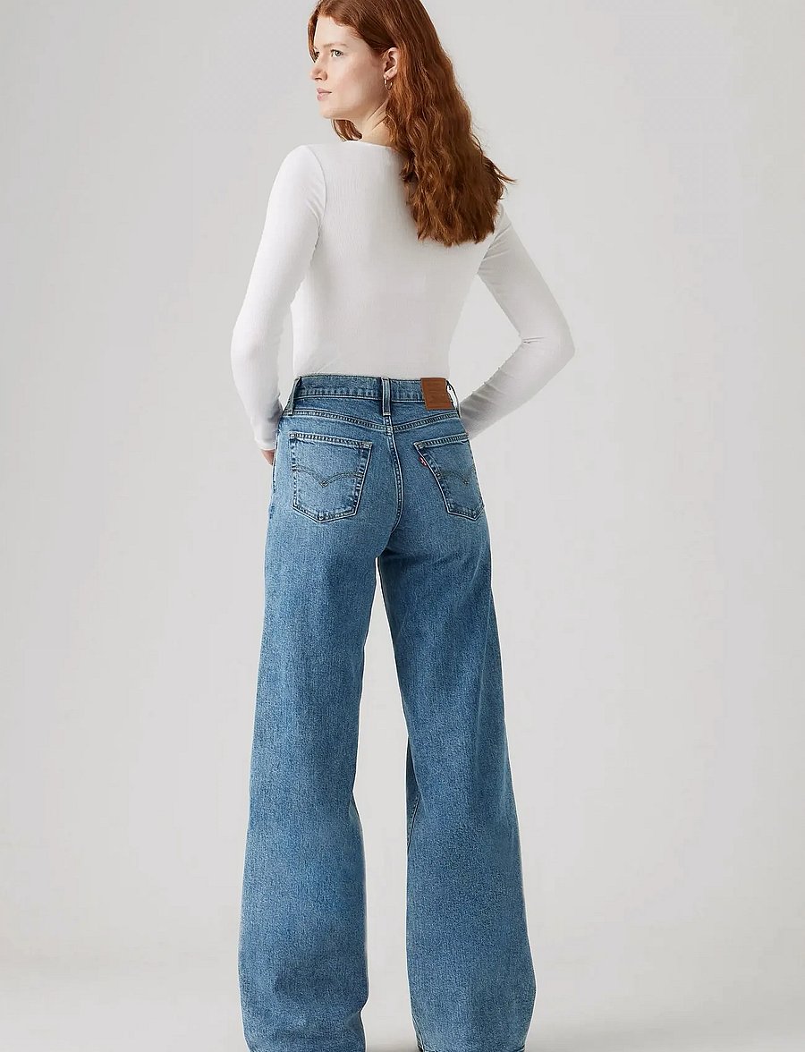 Levi's® - 728 HR WIDE LEG SWEET SUCCESS - hosen mit weitem bein - med indigo - worn in - 4