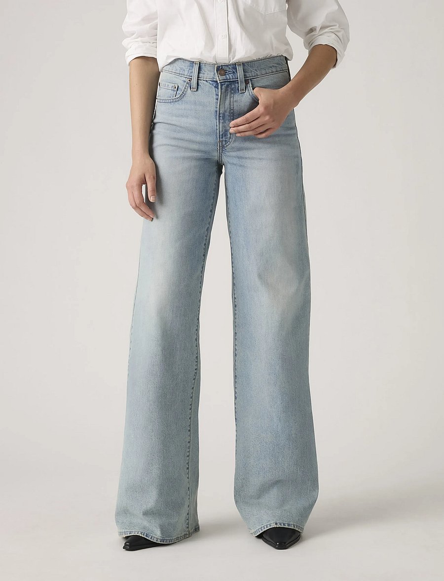 Levi's® - 728 HR WIDE LEG HEADWINDS AHEA - hosen mit weitem bein - light indigo - worn in - 5