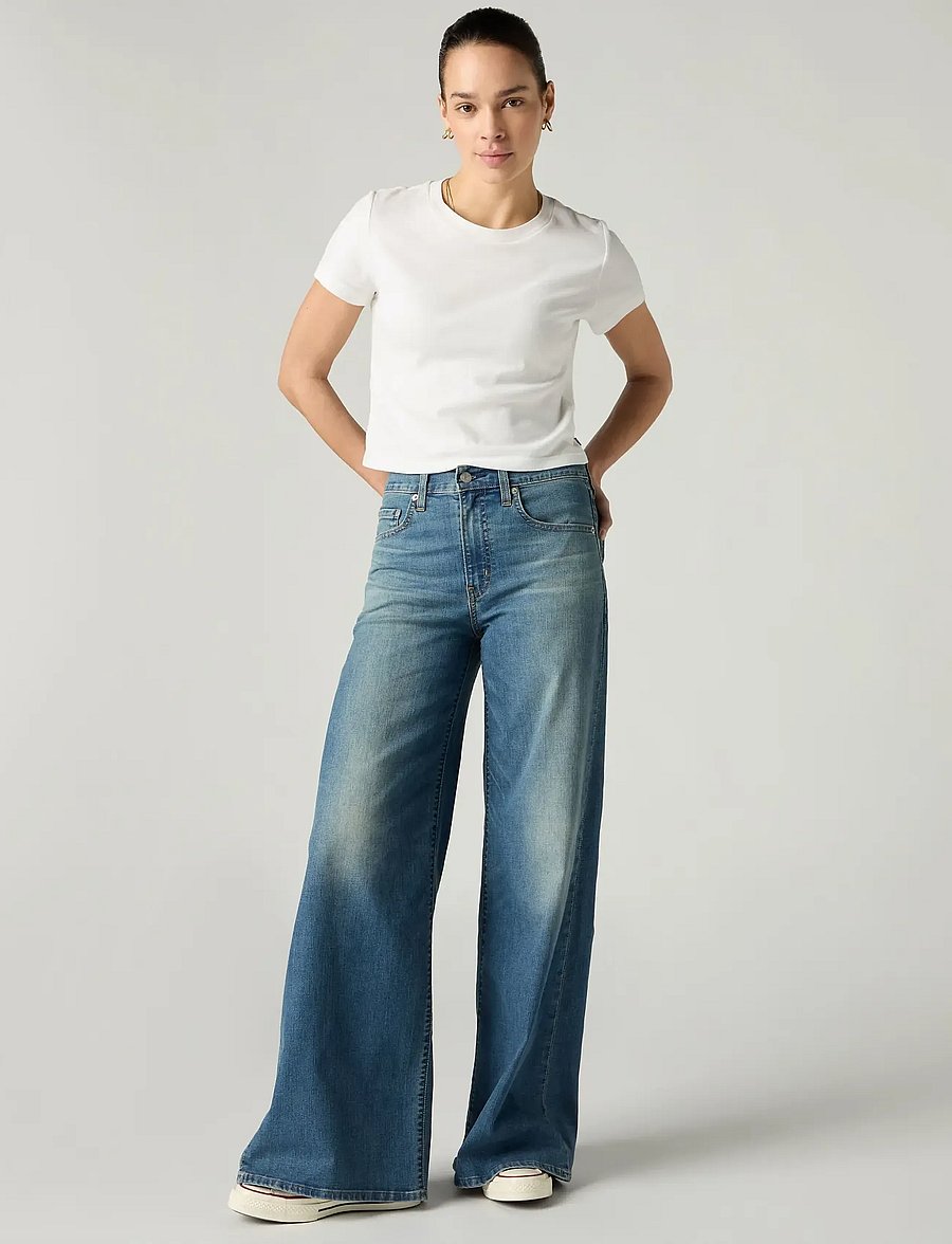 Levi's® - 728 HR WIDE LEG QUIET COOL - brede jeans - med indigo - worn in - 0