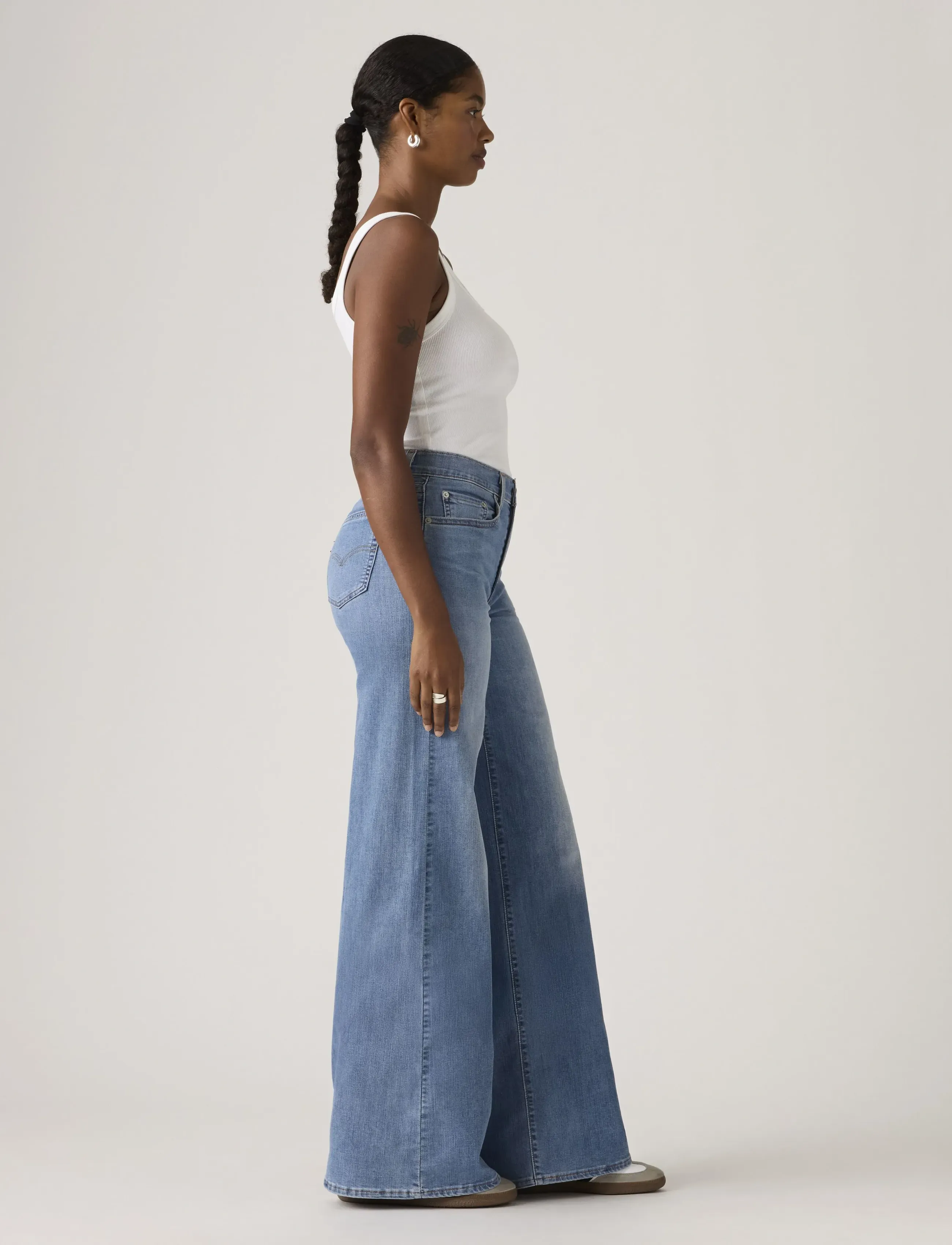 Levi's® - 728 HR WIDE LEG COOL SURF - hosen mit weitem bein - med indigo - worn in - 3