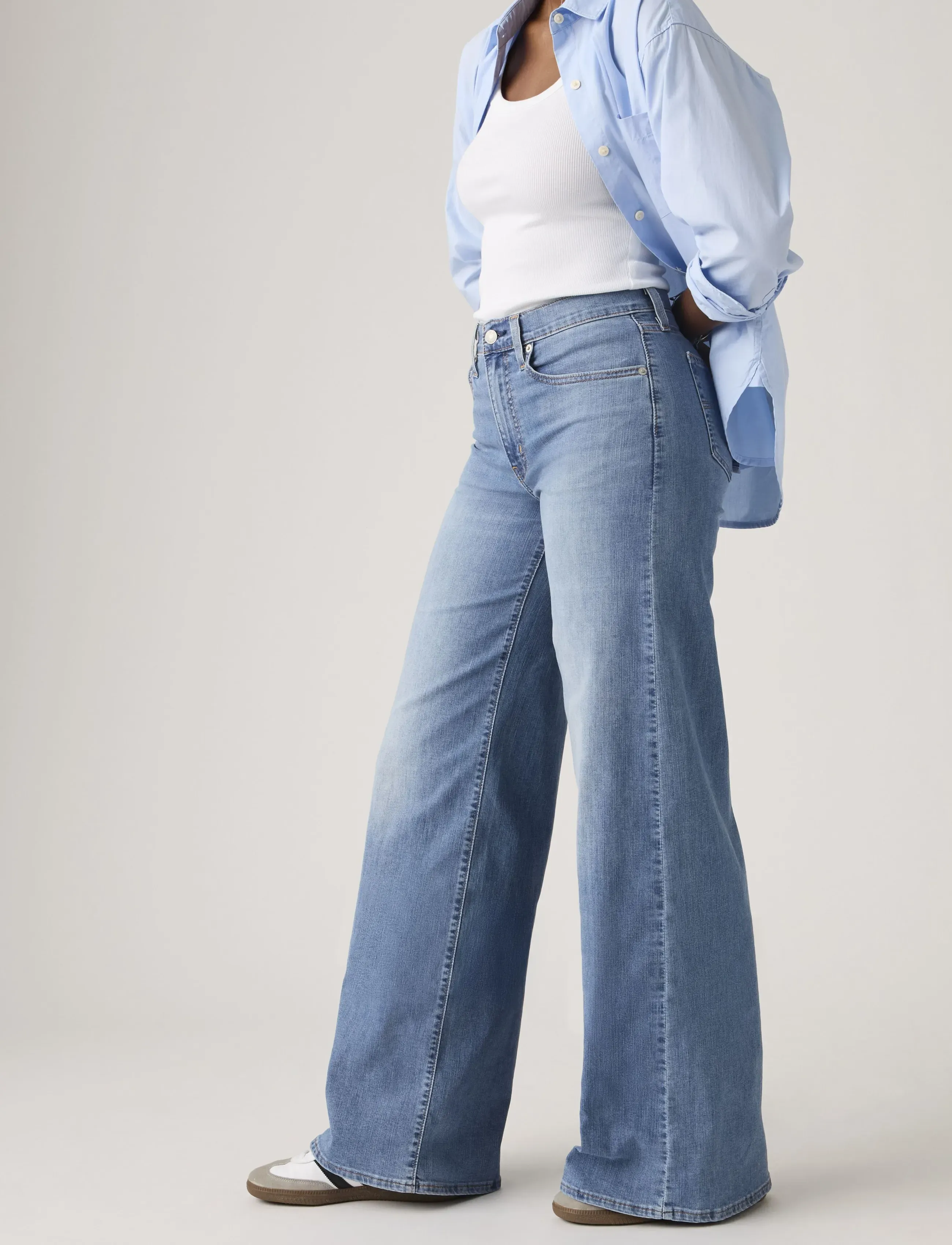 Levi's® - 728 HR WIDE LEG COOL SURF - hosen mit weitem bein - med indigo - worn in - 5