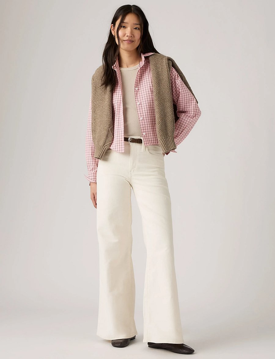 Levi's® - 728 HR WIDE LEG EGRET - laia säärega püksid - whites - 0