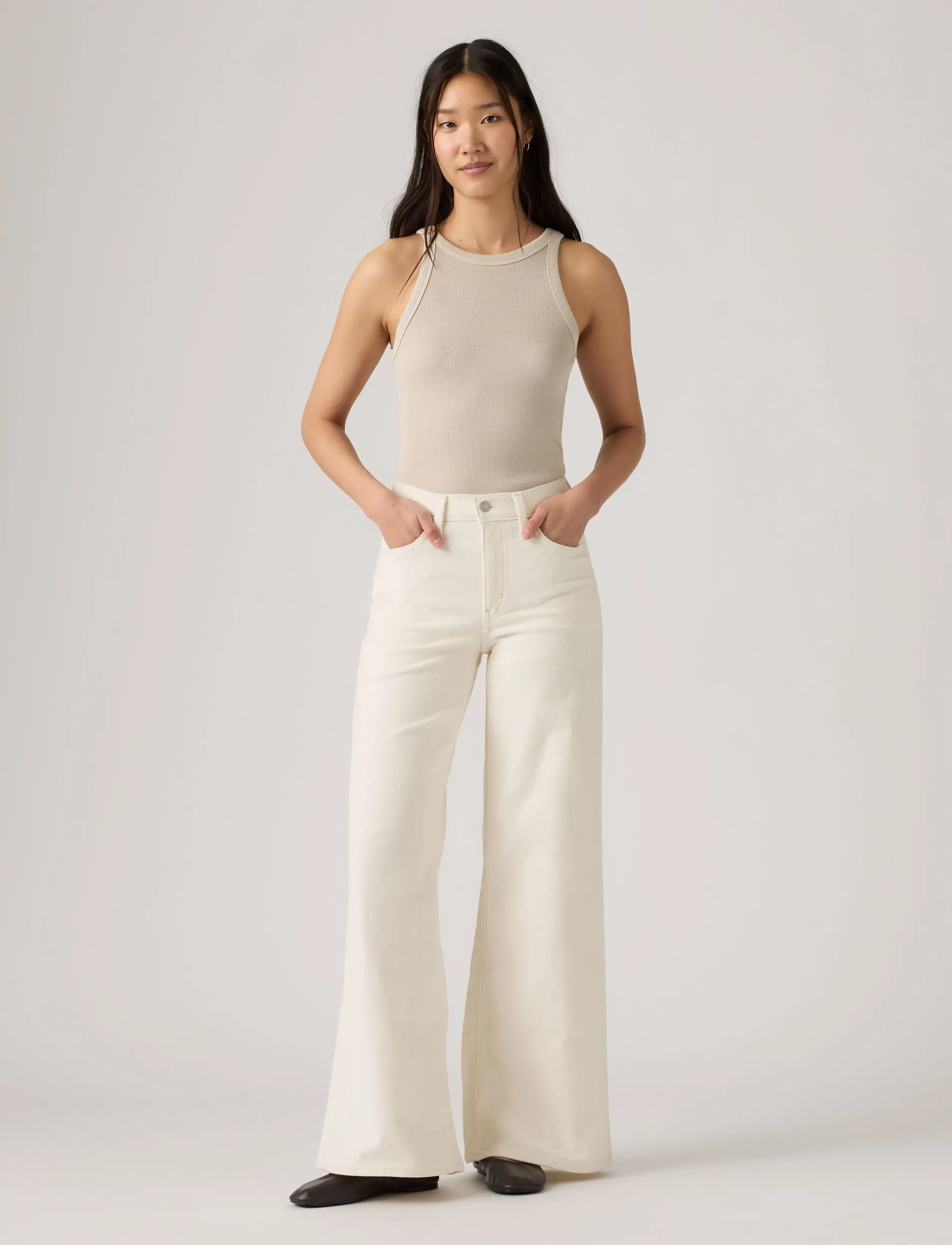 Levi's® - 728 HR WIDE LEG EGRET - laia säärega püksid - whites - 3