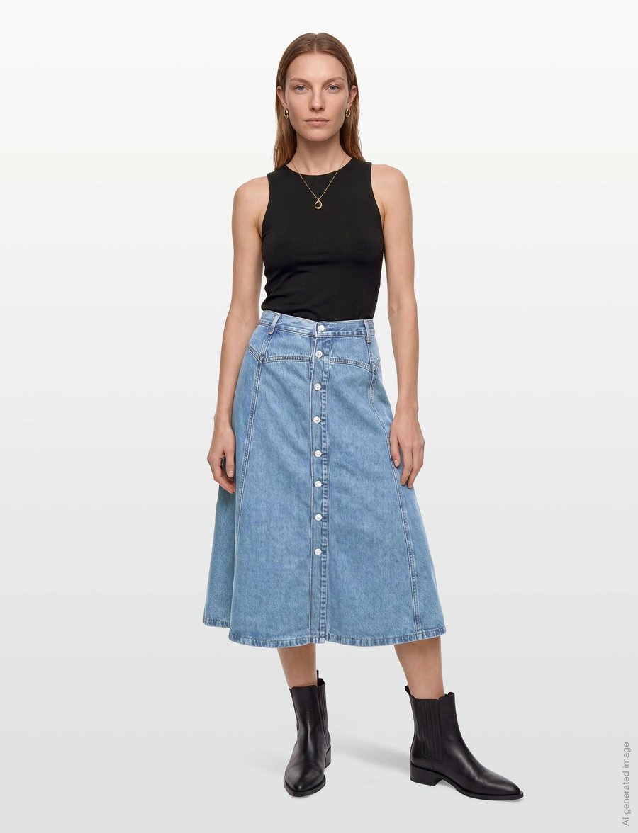 Levi's® - YOKED WESTERN SKIRT INNER ADVE - jeansröcke - med indigo - flat finish - 0
