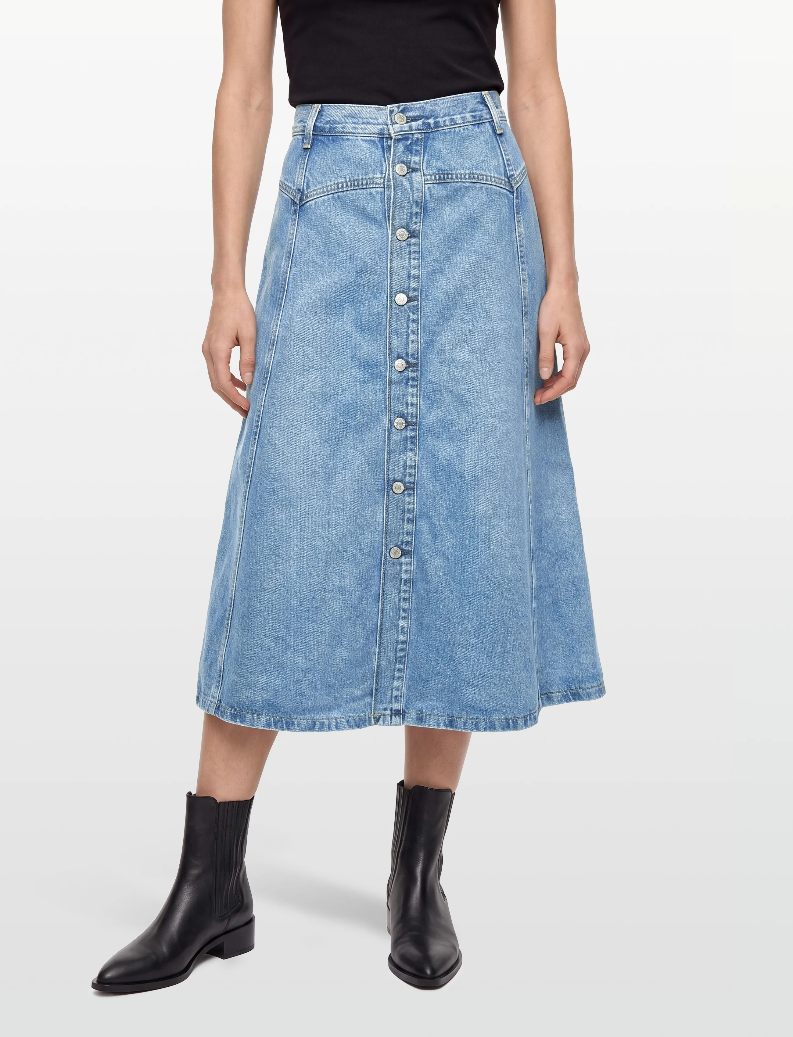 Levi's® - YOKED WESTERN SKIRT INNER ADVE - denimnederdele - med indigo - flat finish - 3