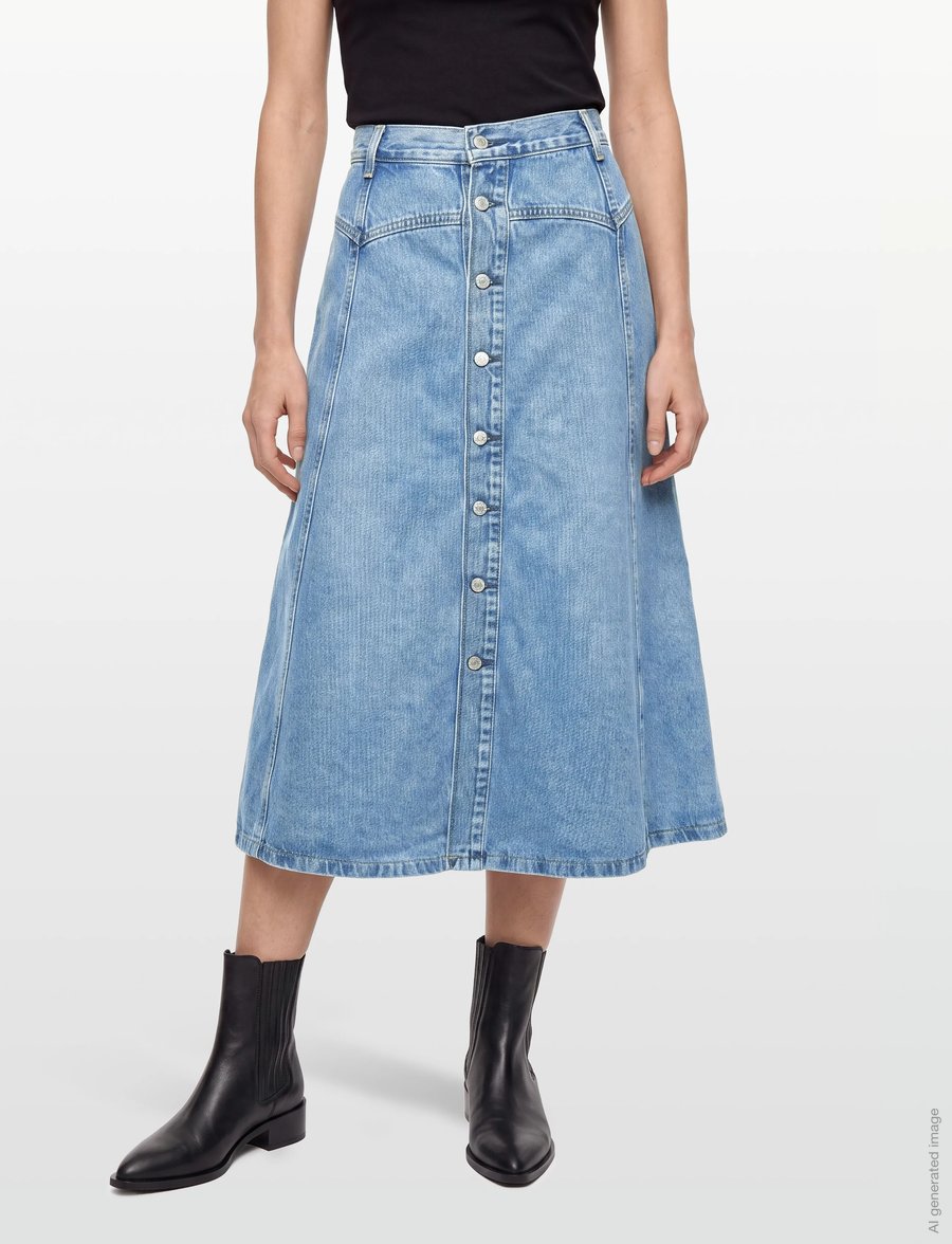 Levi's® - YOKED WESTERN SKIRT INNER ADVE - jeansröcke - med indigo - flat finish - 3