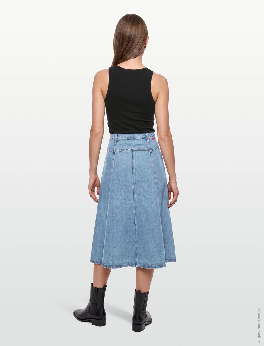 Levi's® - YOKED WESTERN SKIRT INNER ADVE - jeansröcke - med indigo - flat finish - 4
