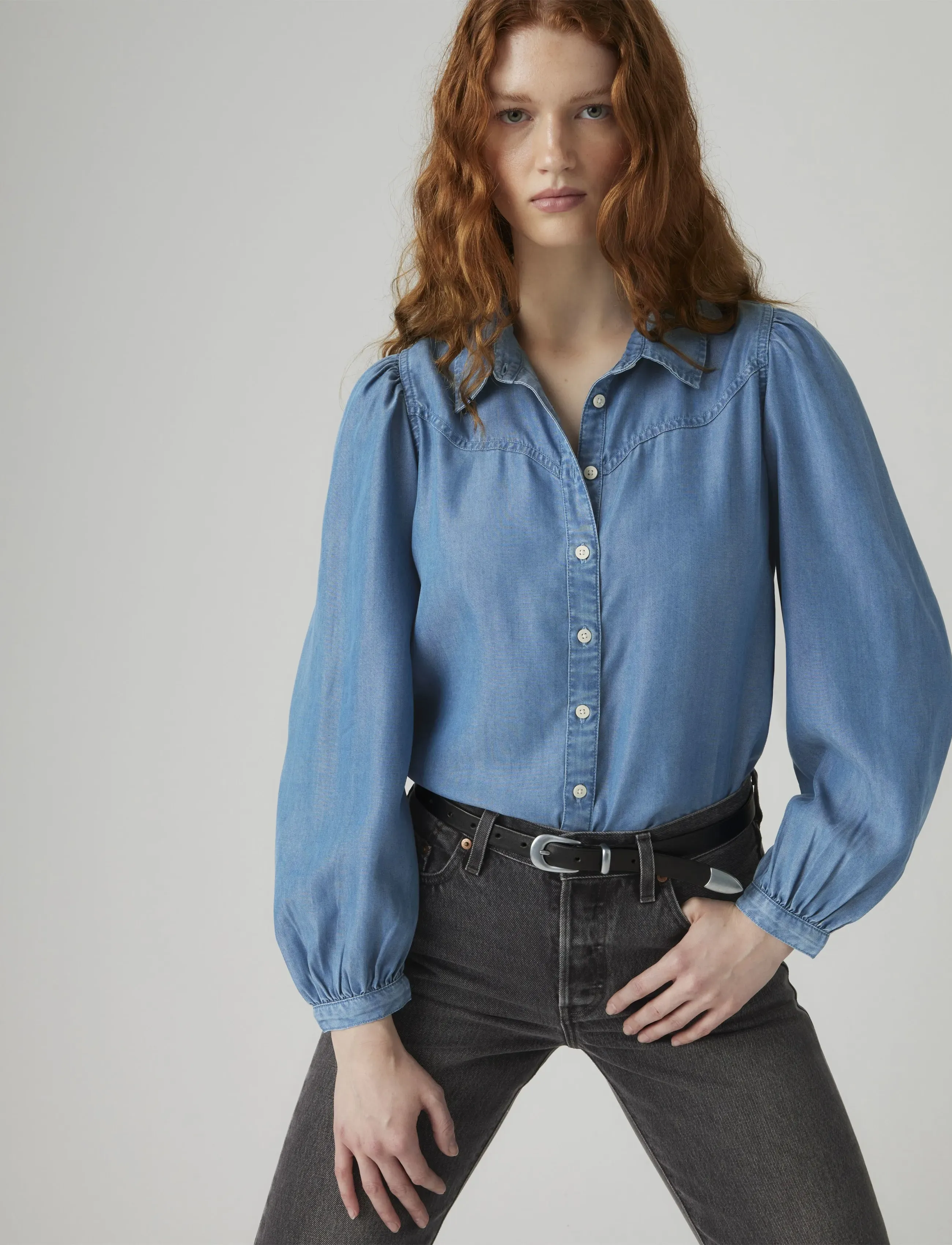 Levi's® - JOURNEY WSTRN FSHN SHIRT BRIGH - chemises en jeans - med indigo - flat finish - 5