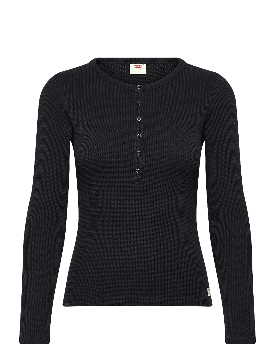 Levi's® - DRY GOODS HENLEY WAFFLE ANTHRA - långärmade toppar - blacks - 1