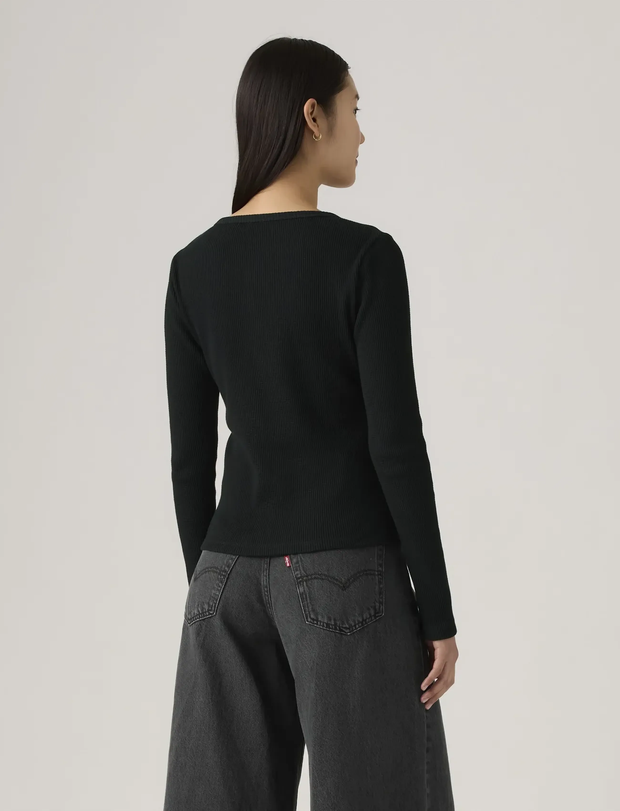 Levi's® - DRY GOODS HENLEY WAFFLE ANTHRA - langærmede toppe - blacks - 3