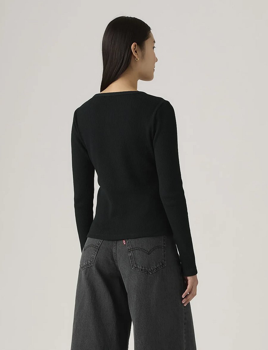 Levi's® - DRY GOODS HENLEY WAFFLE ANTHRA - långärmade toppar - blacks - 3