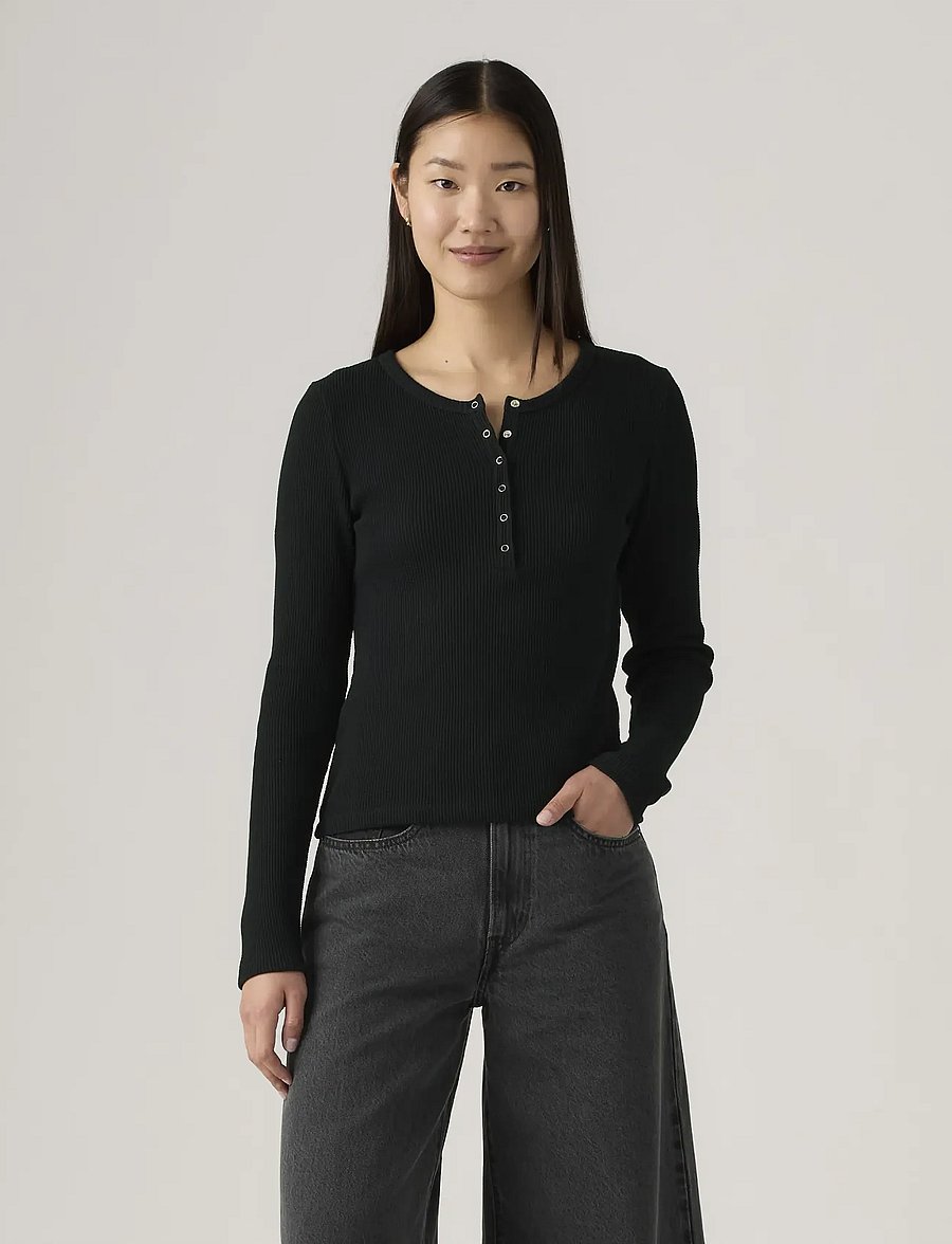 Levi's® - DRY GOODS HENLEY WAFFLE ANTHRA - långärmade toppar - blacks - 5