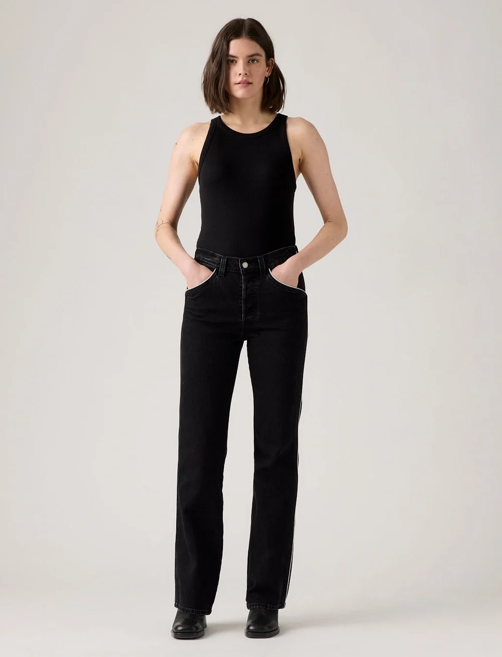 Levi's® - WEDGIE BOOT PIPING SUNSET RIDE - alt laienevad teksad - blacks - 0