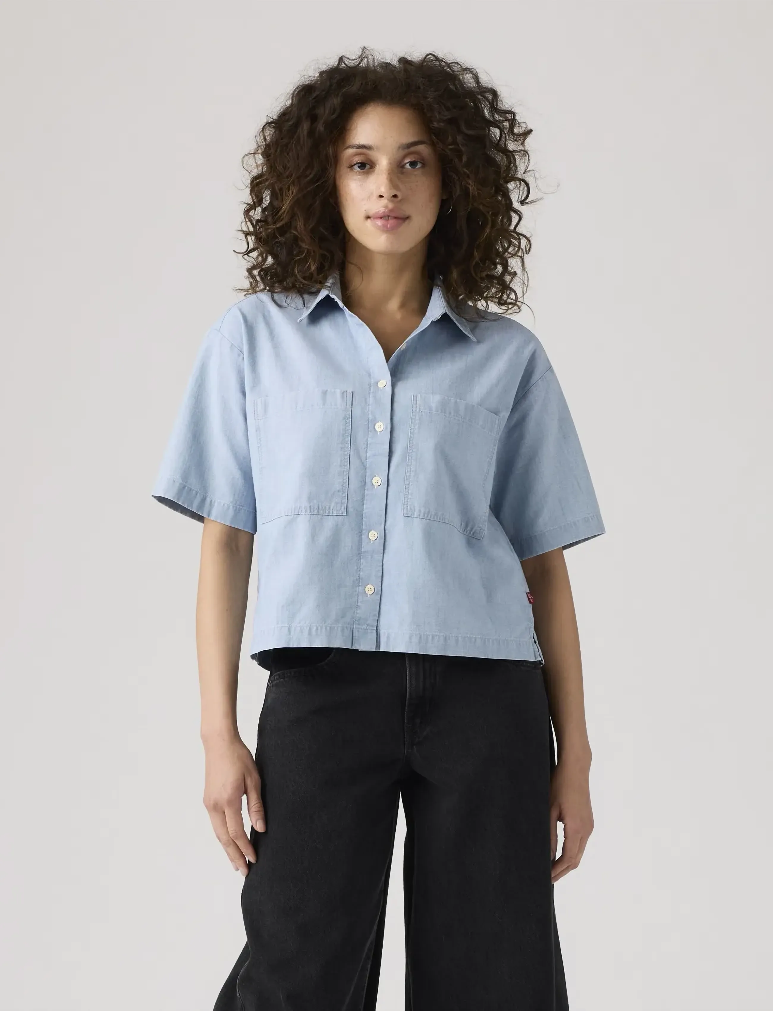 Levi's® - HARLIE SS CROPPED SHIRT BRASS - jeanshemden - med indigo - flat finish - 3