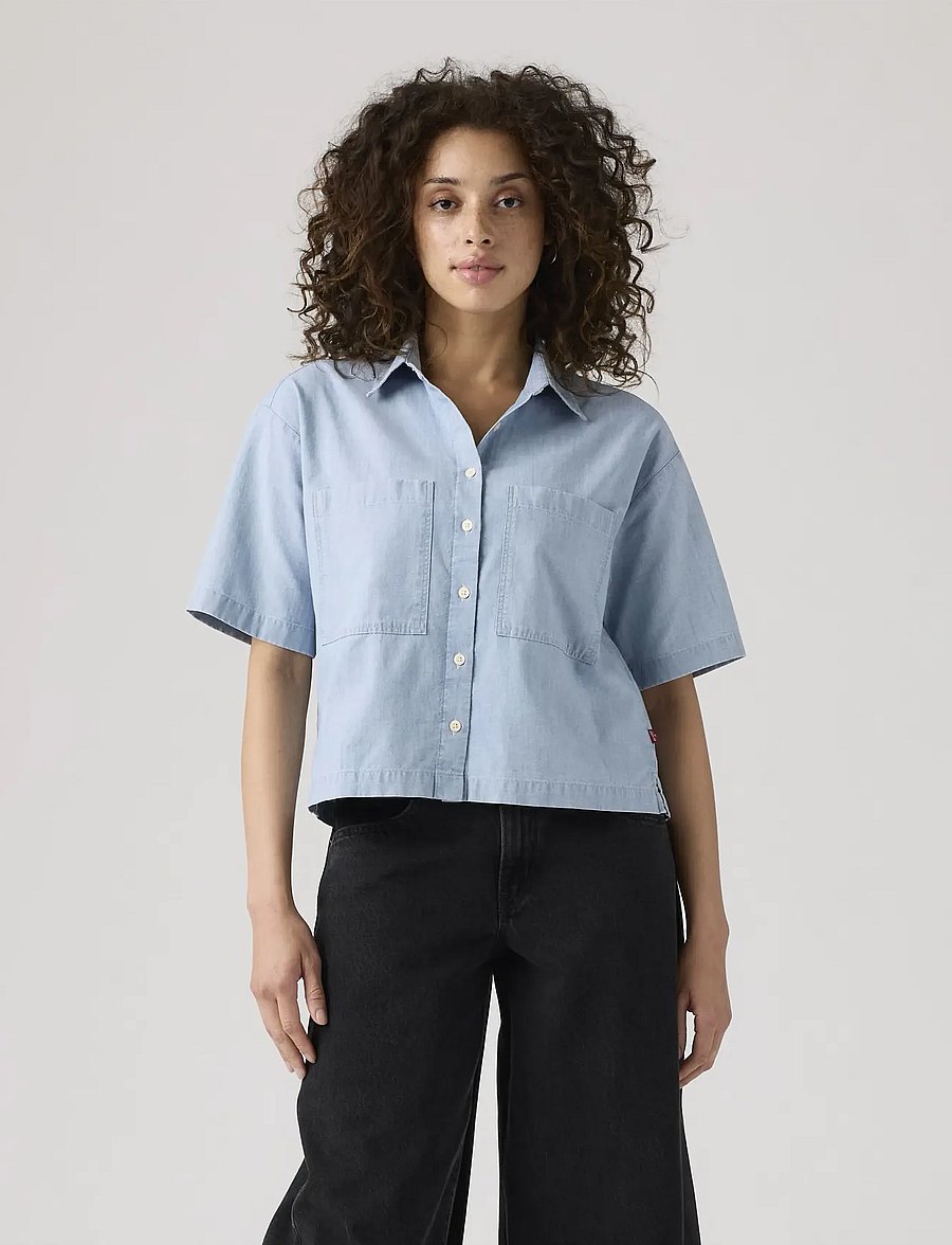 Levi's® - HARLIE SS CROPPED SHIRT BRASS - jeanshemden - med indigo - flat finish - 3
