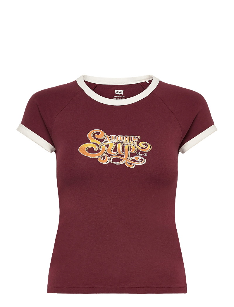 Levi's® - GR RILEY RAGLAN TEE GLITZ SADD - t-shirts - reds - 1