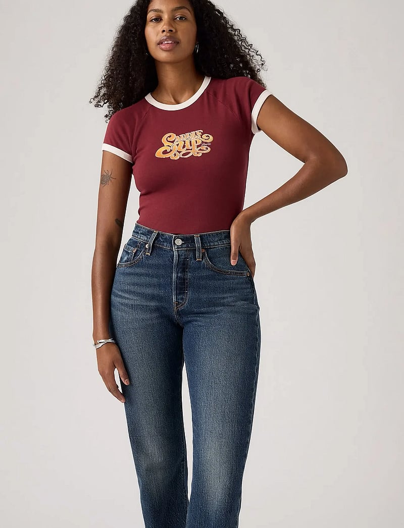 Levi's® - GR RILEY RAGLAN TEE GLITZ SADD - t-shirts - reds - 0